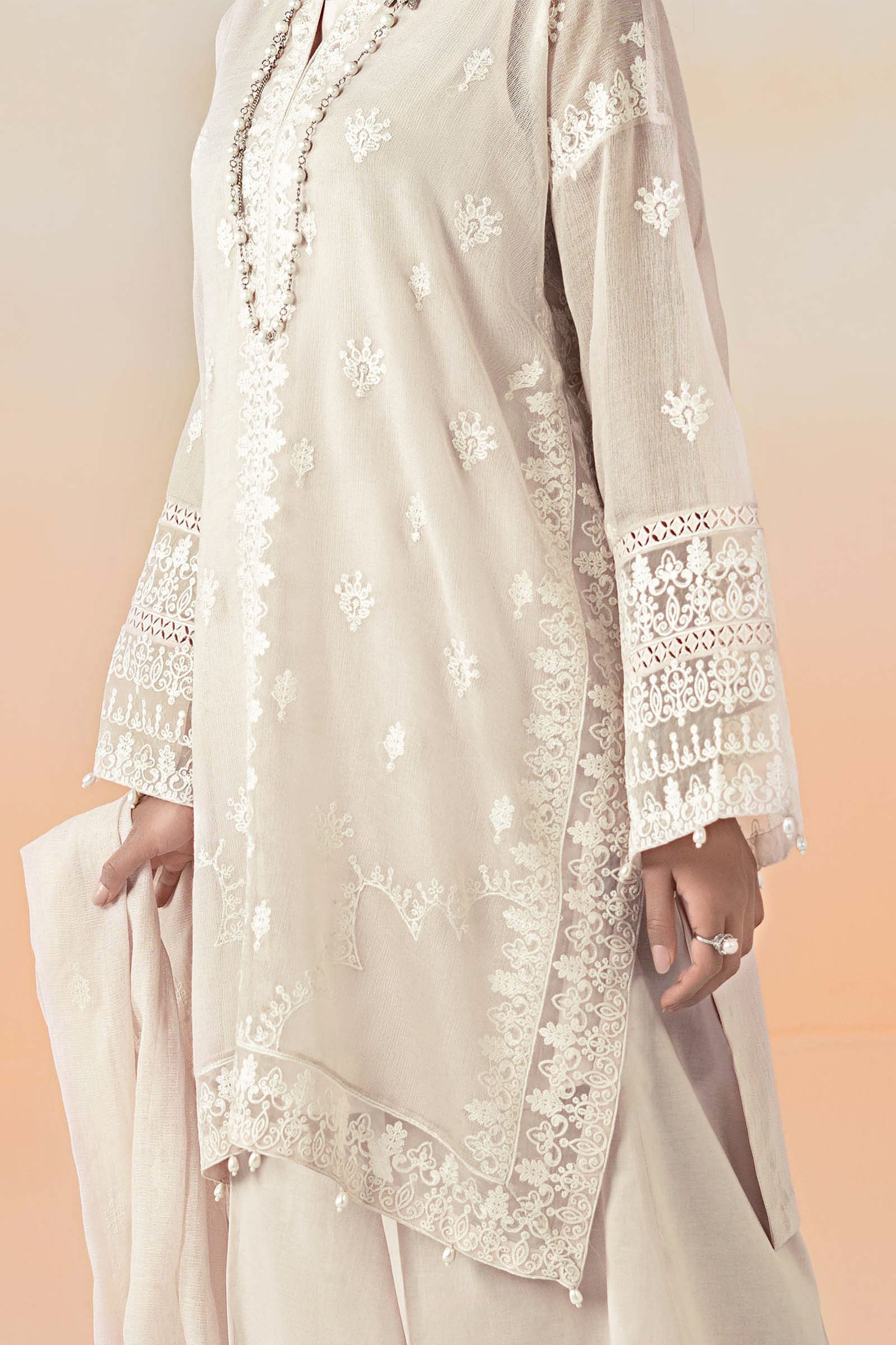 3 Piece Embroidered Cotton Net Suit - Image 4