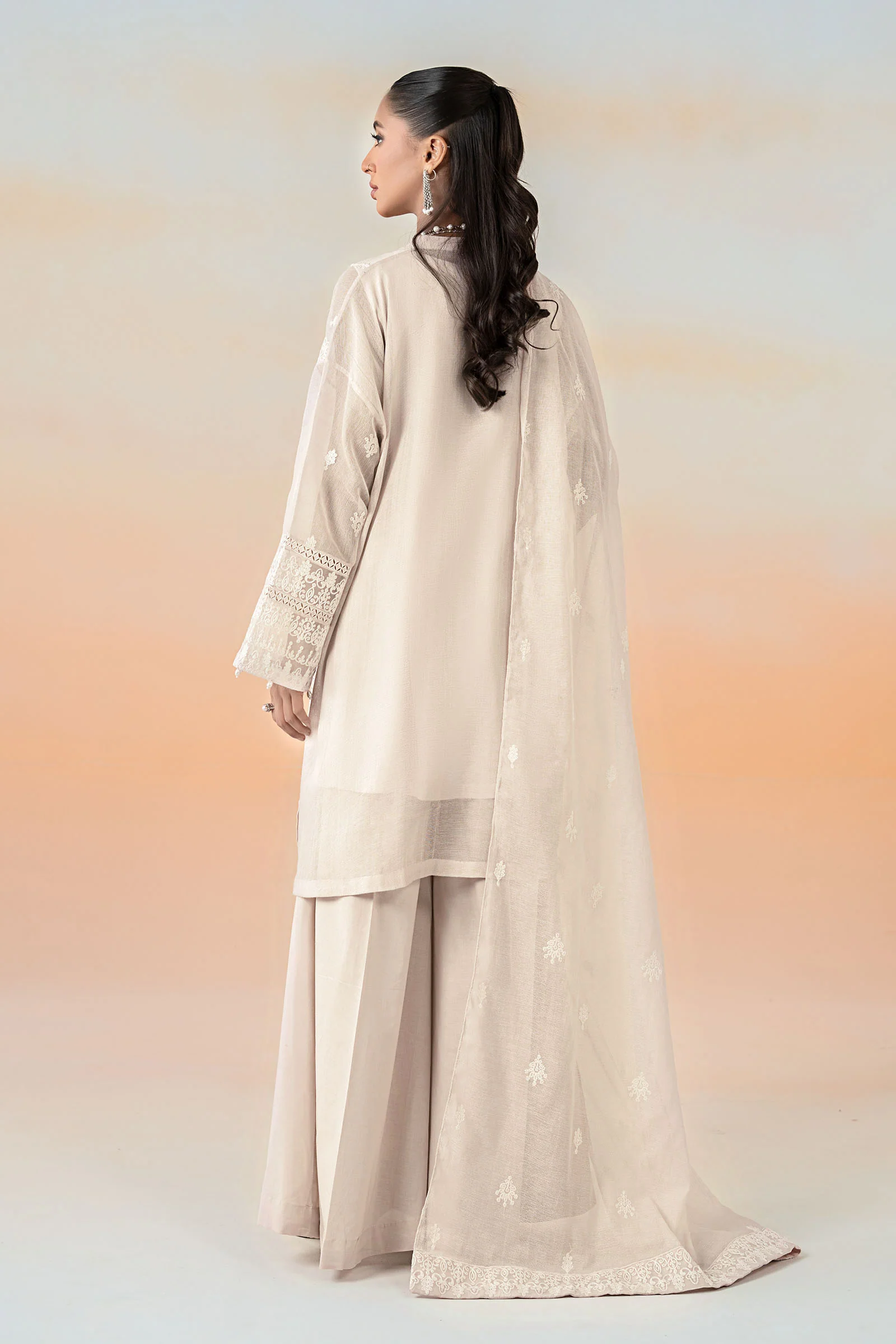 3 Piece Embroidered Cotton Net Suit - Image 7