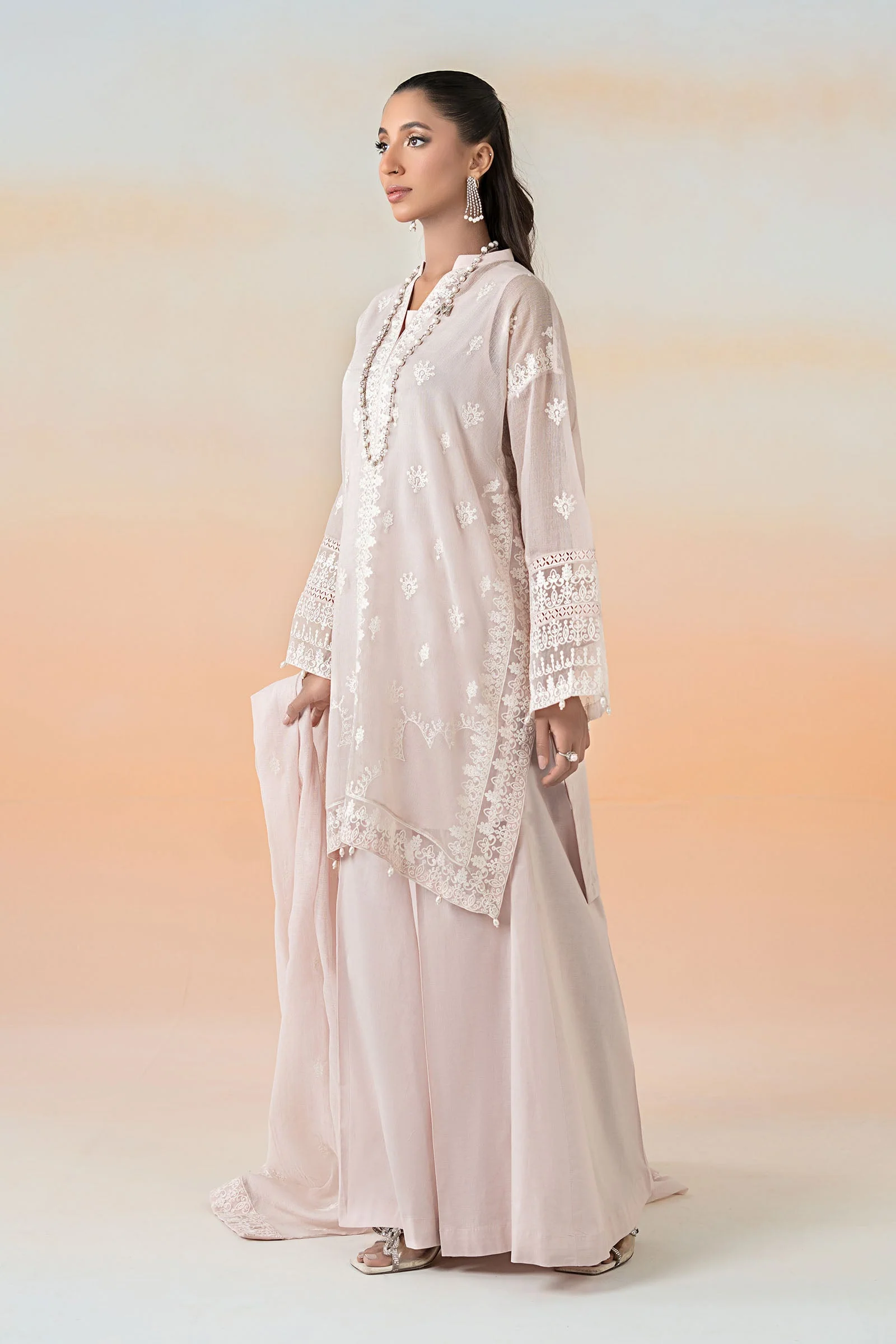 3 Piece Embroidered Cotton Net Suit - Image 3