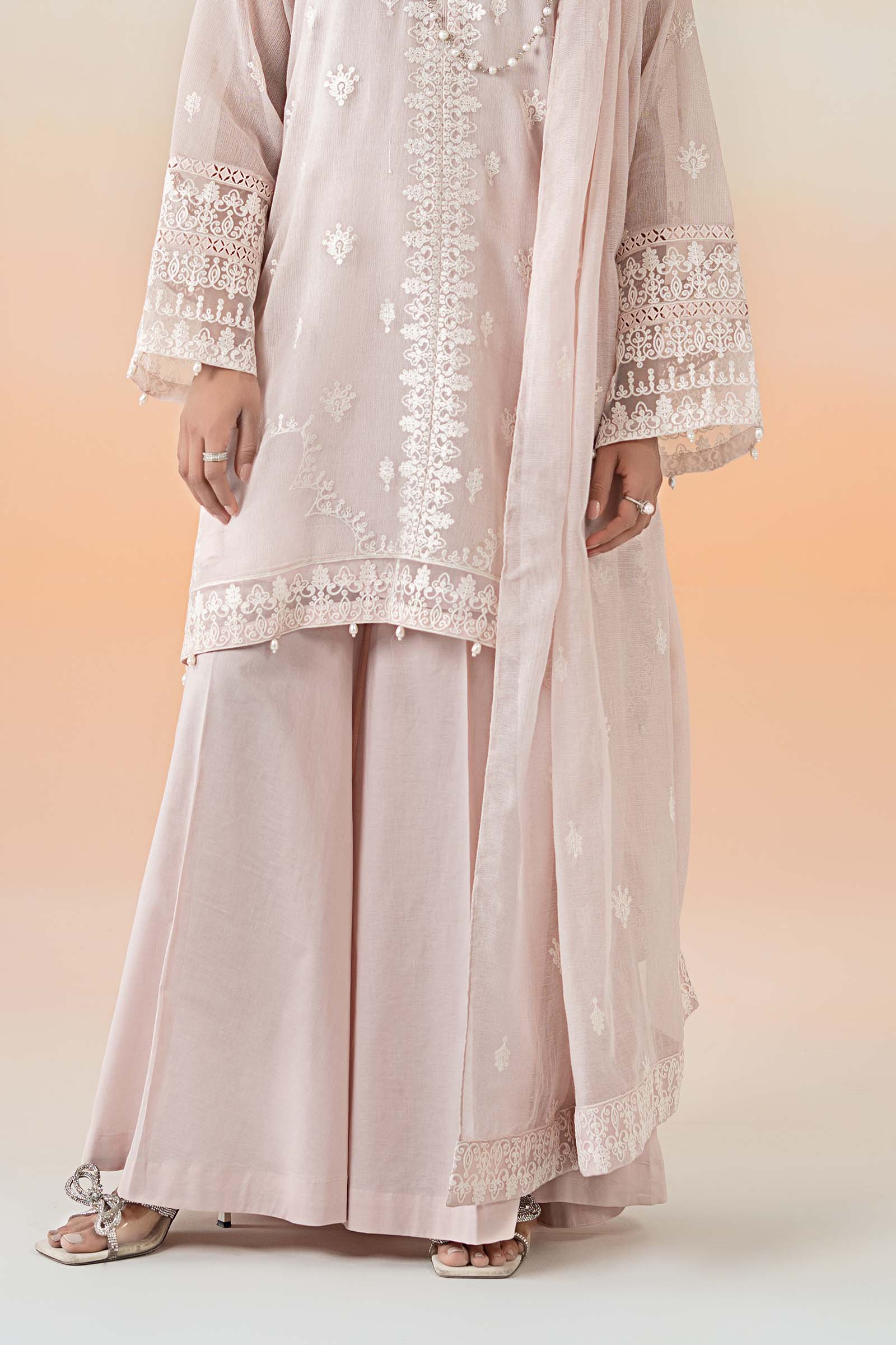 3 Piece Embroidered Cotton Net Suit - Image 5