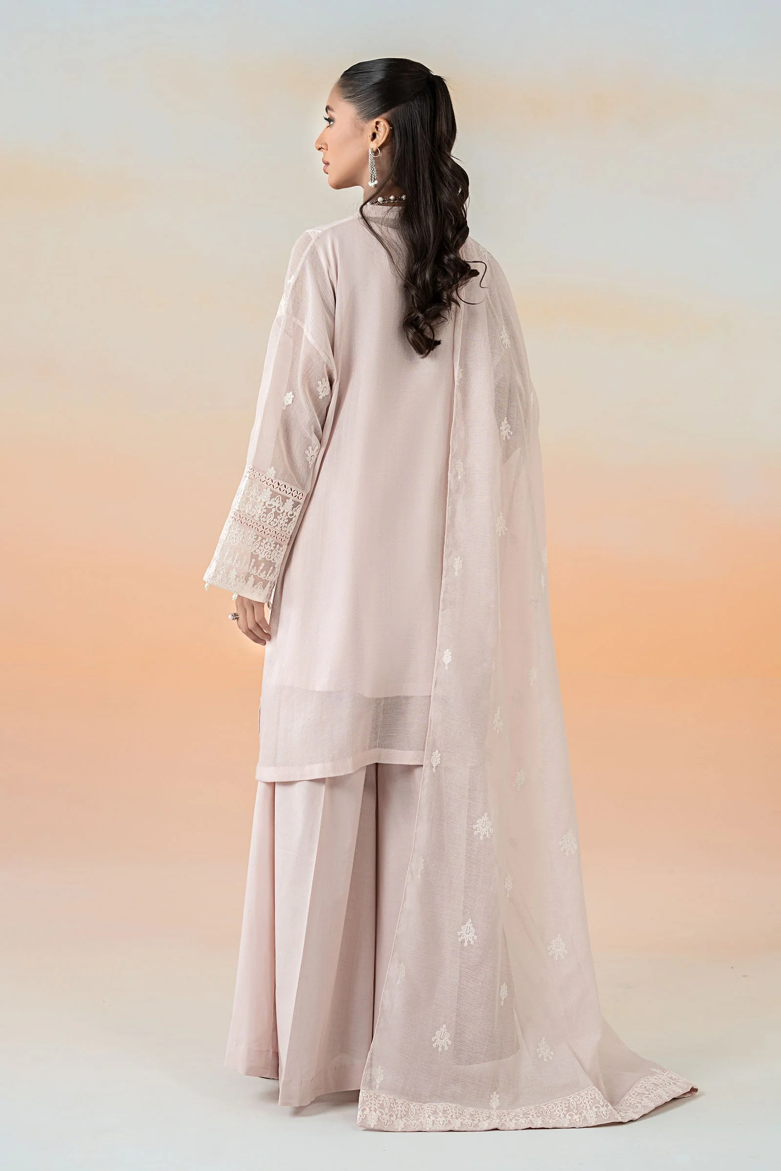 3 Piece Embroidered Cotton Net Suit - Image 7