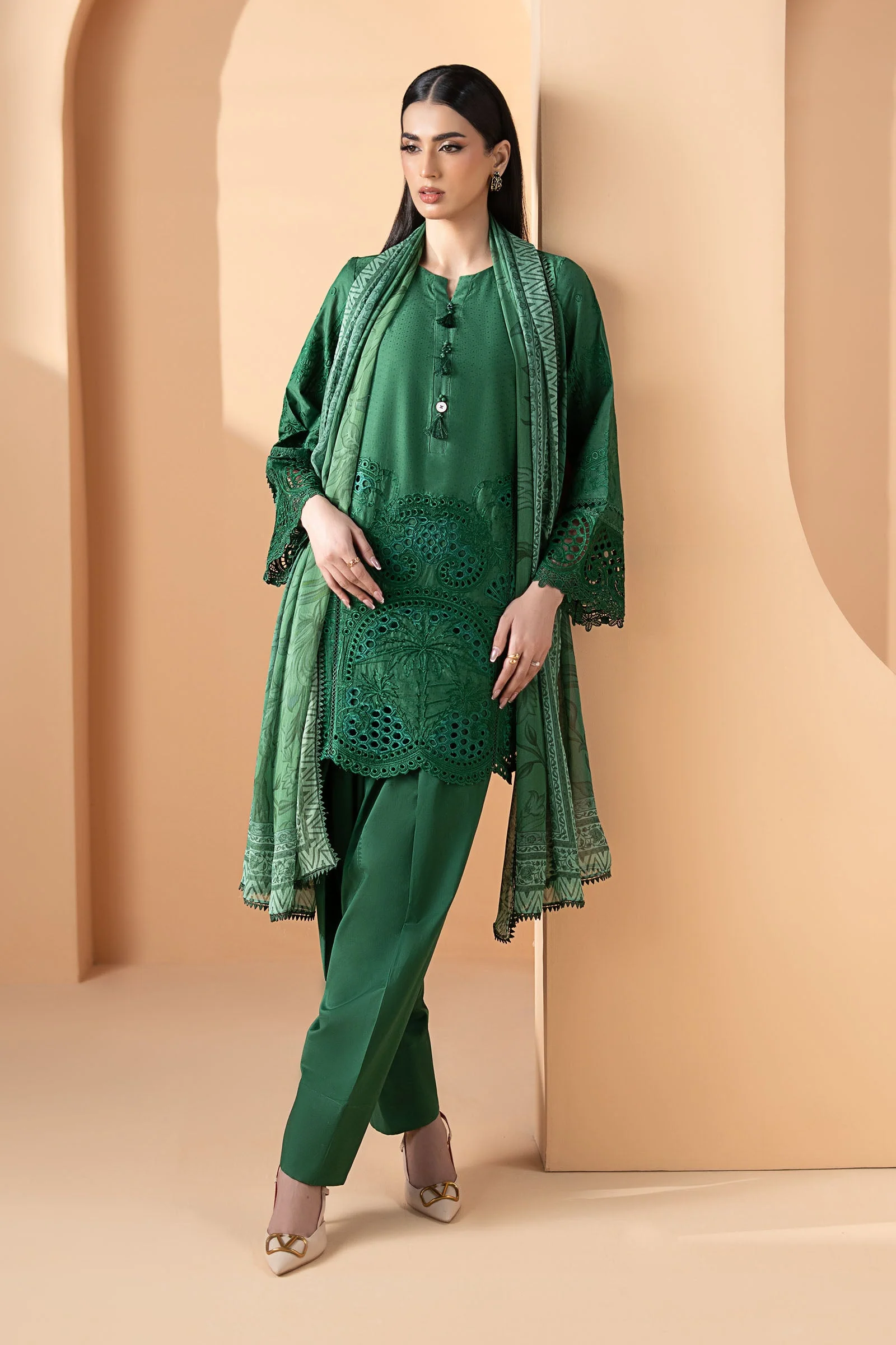 3 Piece Embroidered Dobby Lawn Suit - Image 6