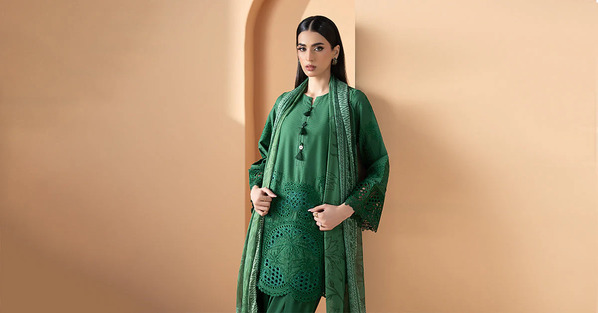 3 Piece Embroidered Dobby Lawn Suit - Image 9
