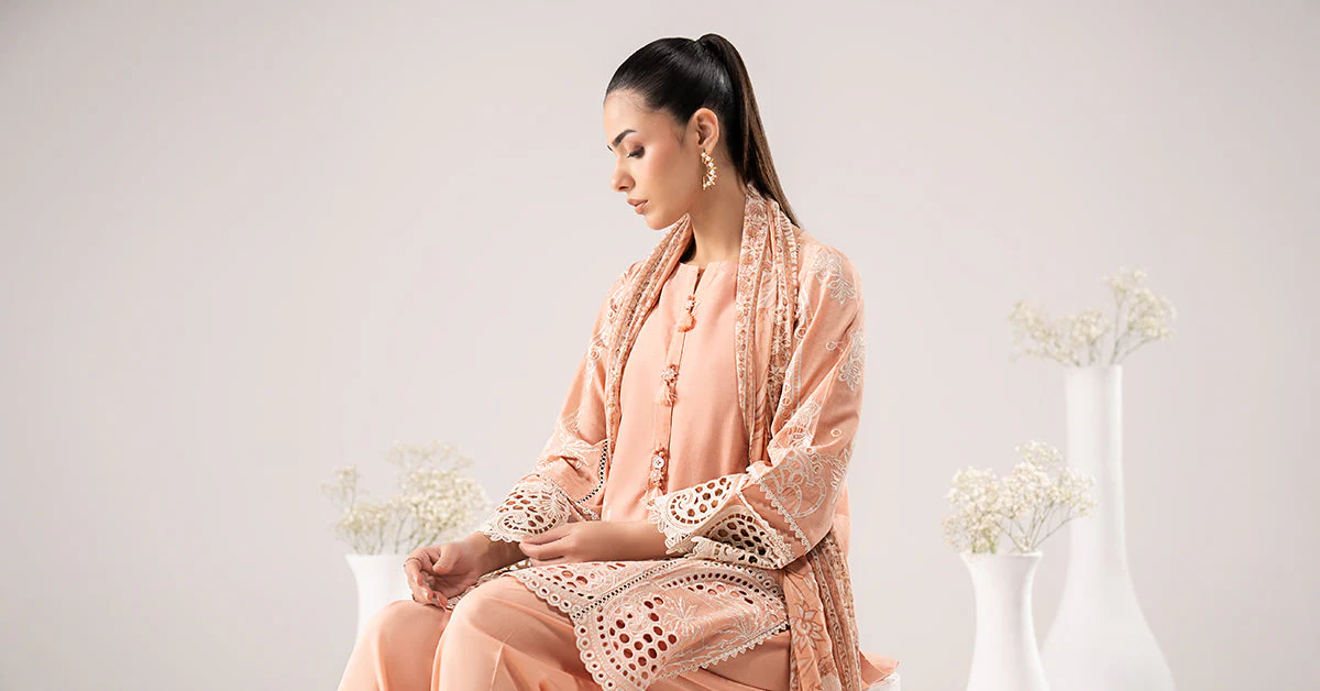 3 Piece Embroidered Dobby Lawn Suit - Image 8