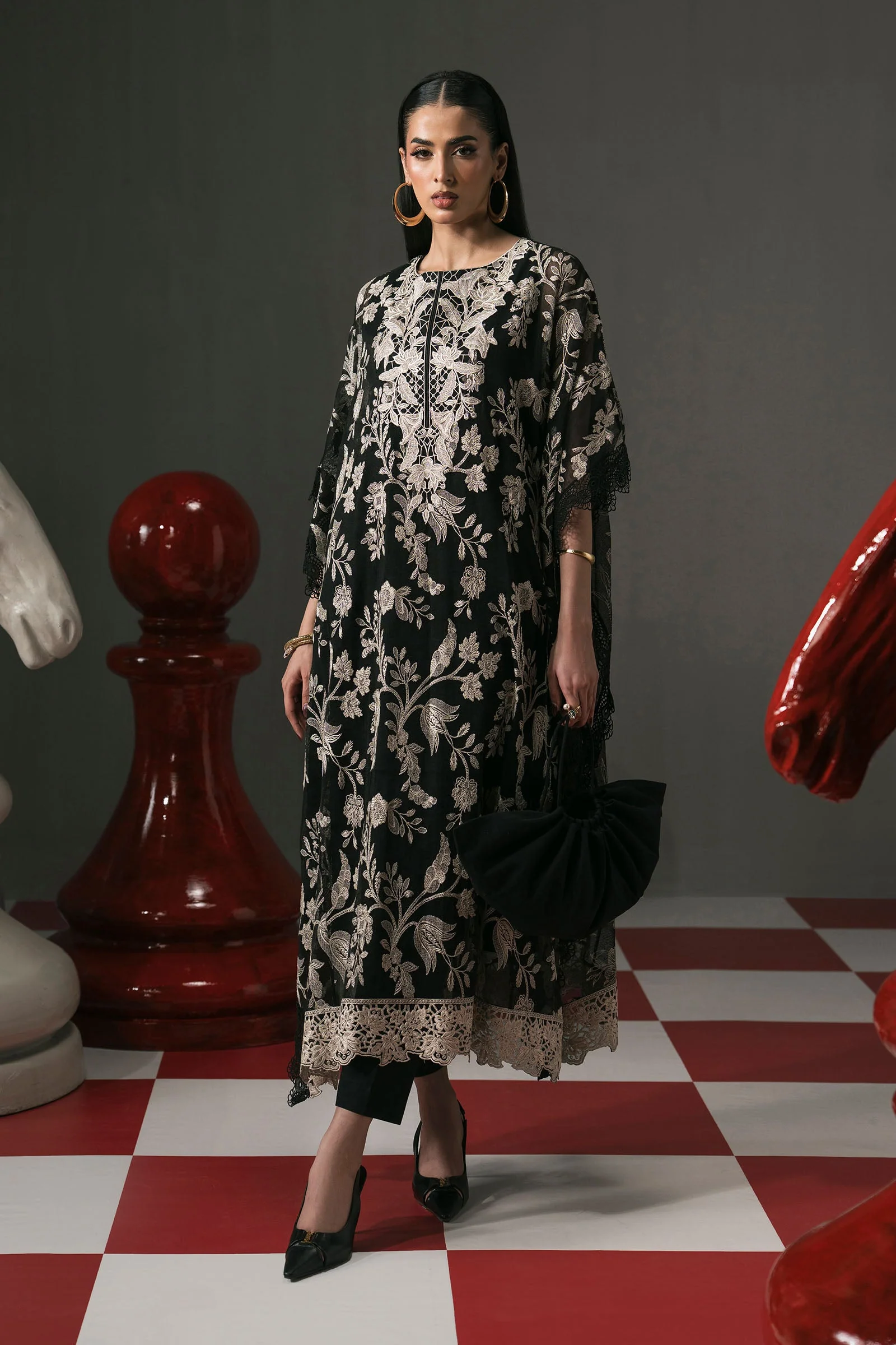 3 Piece Embroidered Cotton Net Suit - Image 2