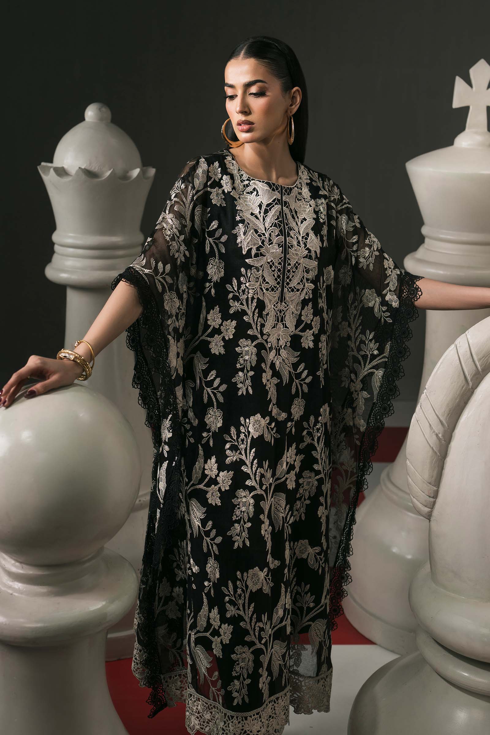 3 Piece Embroidered Cotton Net Suit - Image 5