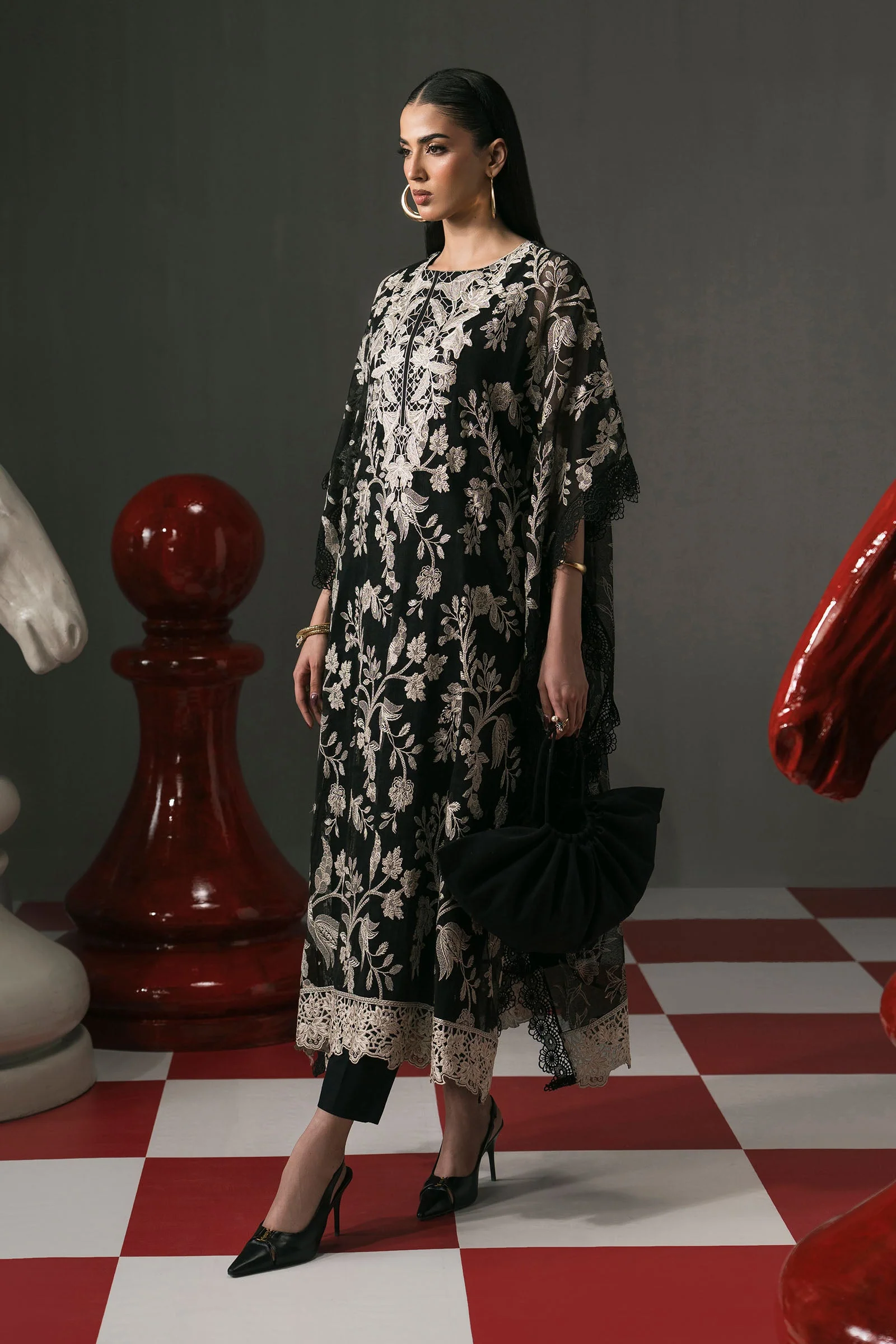 3 Piece Embroidered Cotton Net Suit - Image 7