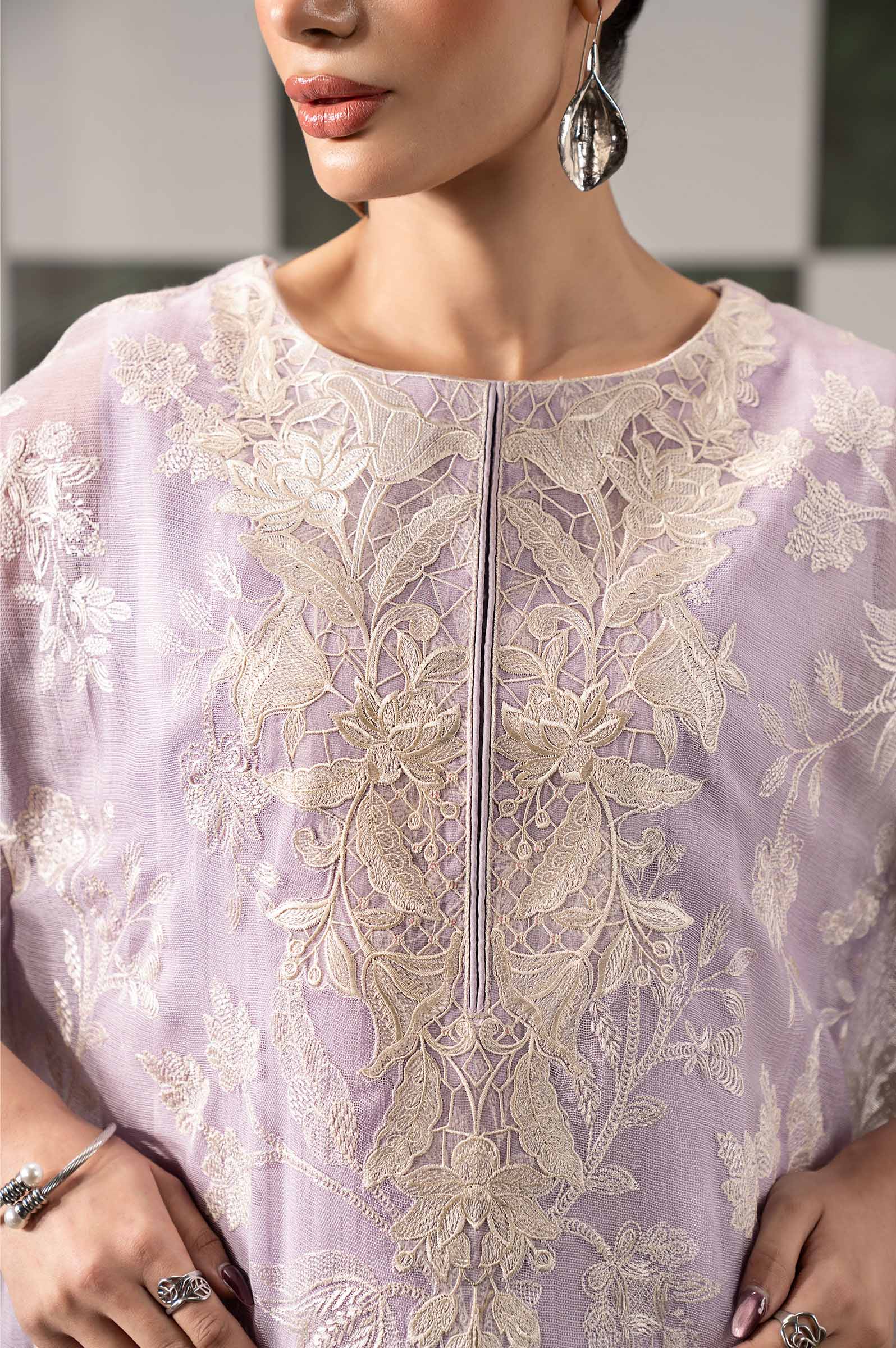 3 Piece Embroidered Cotton Net Suit - Image 3