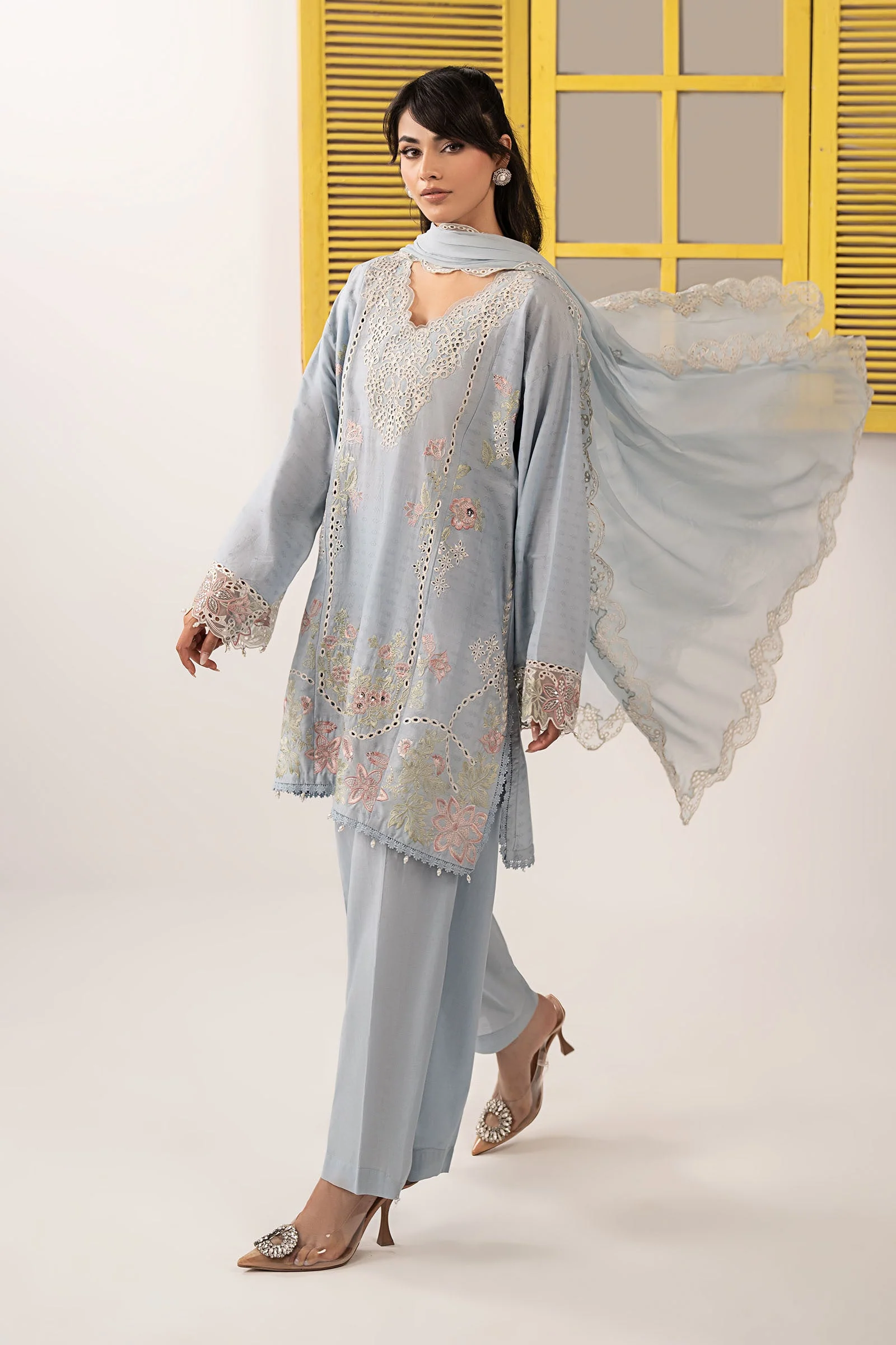 3 Piece Embroidered Dobby Lawn Suit - Image 7