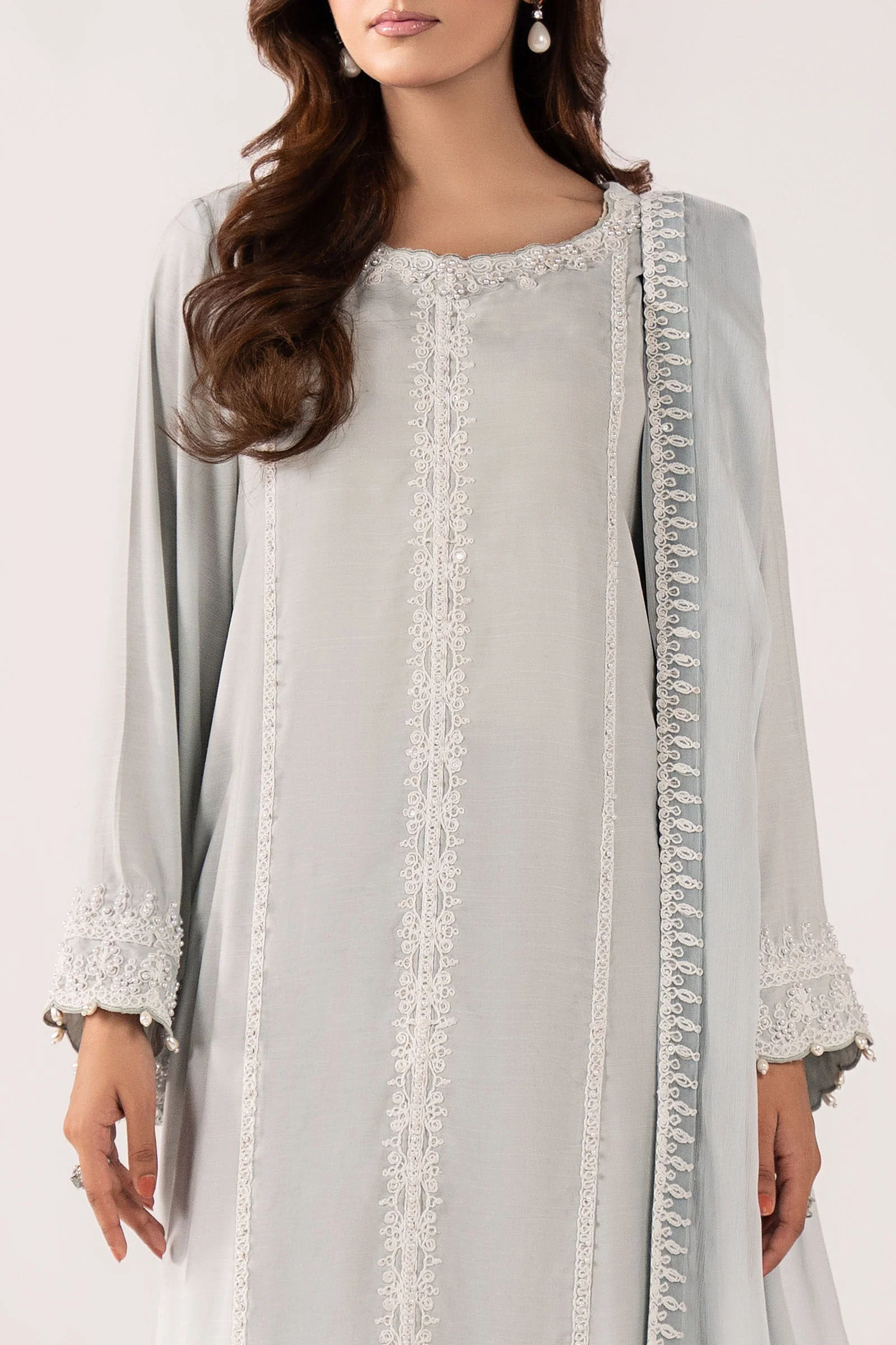 3 Piece Embroidered Raw Silk Suit - Image 4