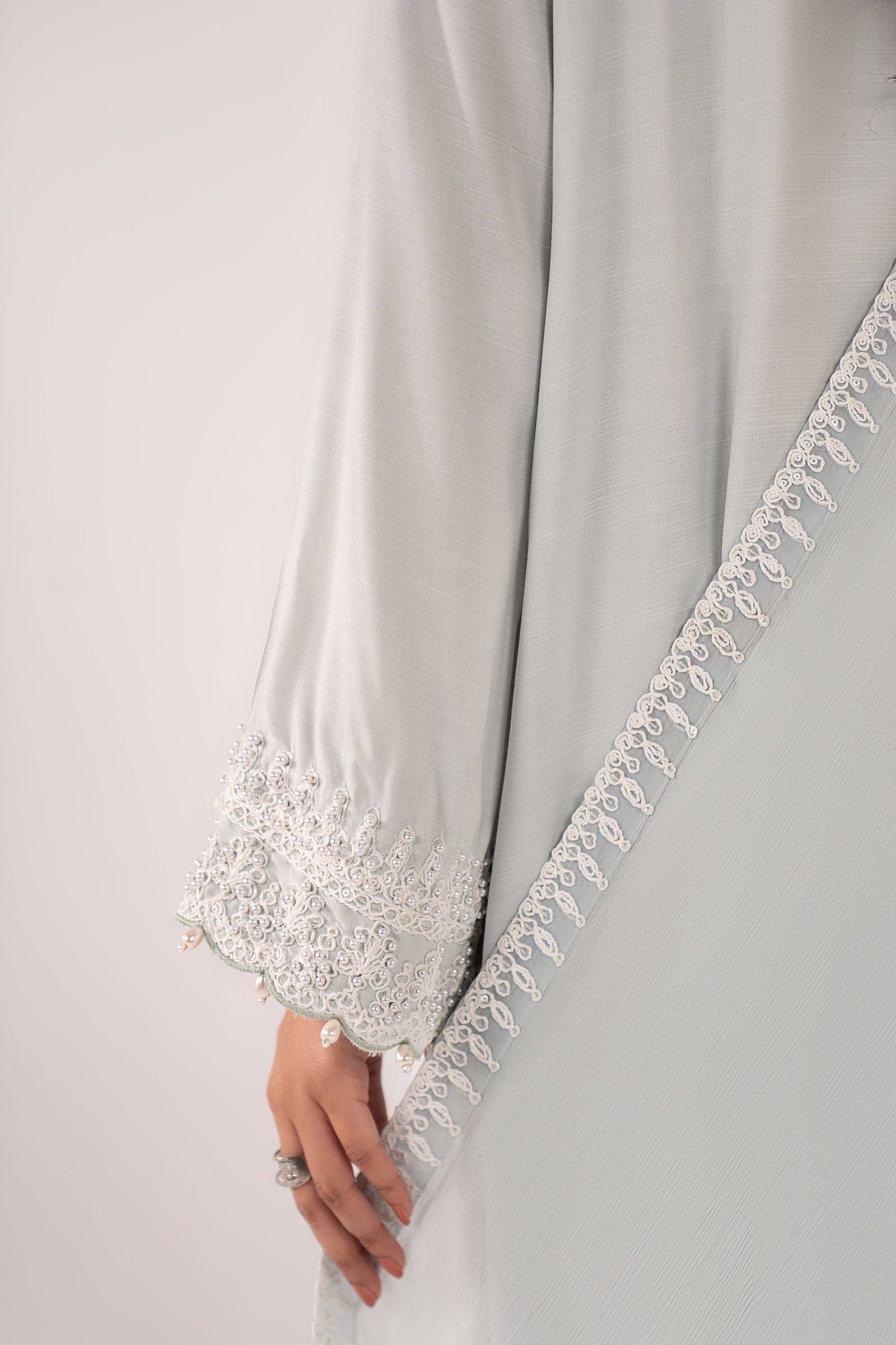3 Piece Embroidered Raw Silk Suit - Image 5