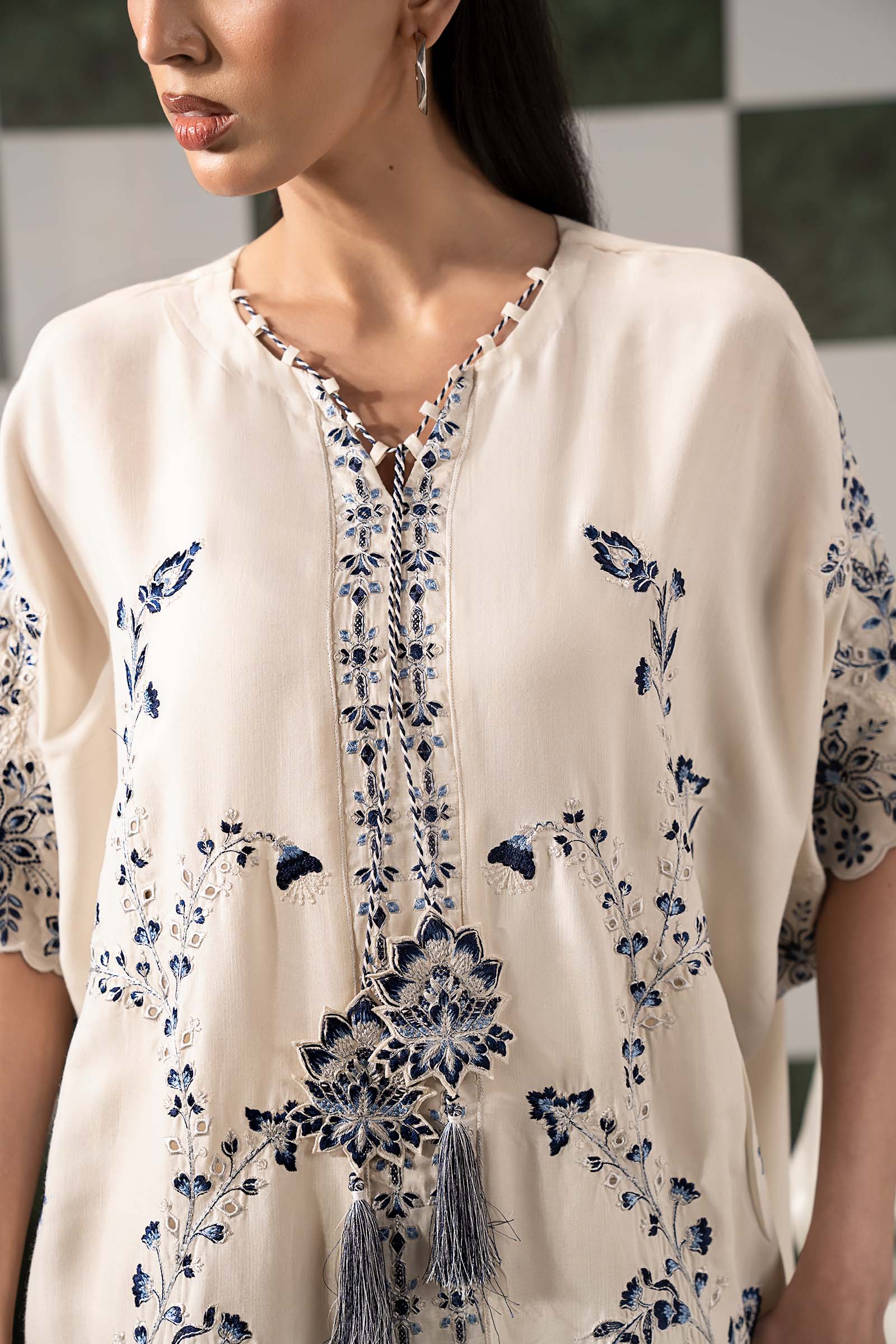 2 Piece Embroidered Raw Silk Suit - Image 3
