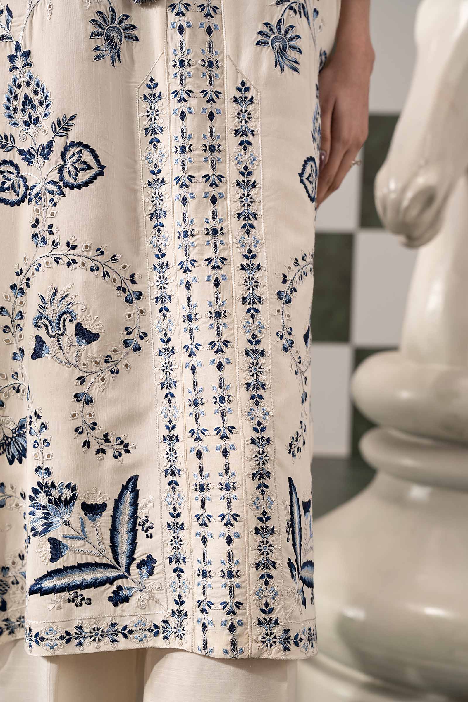 2 Piece Embroidered Raw Silk Suit - Image 4