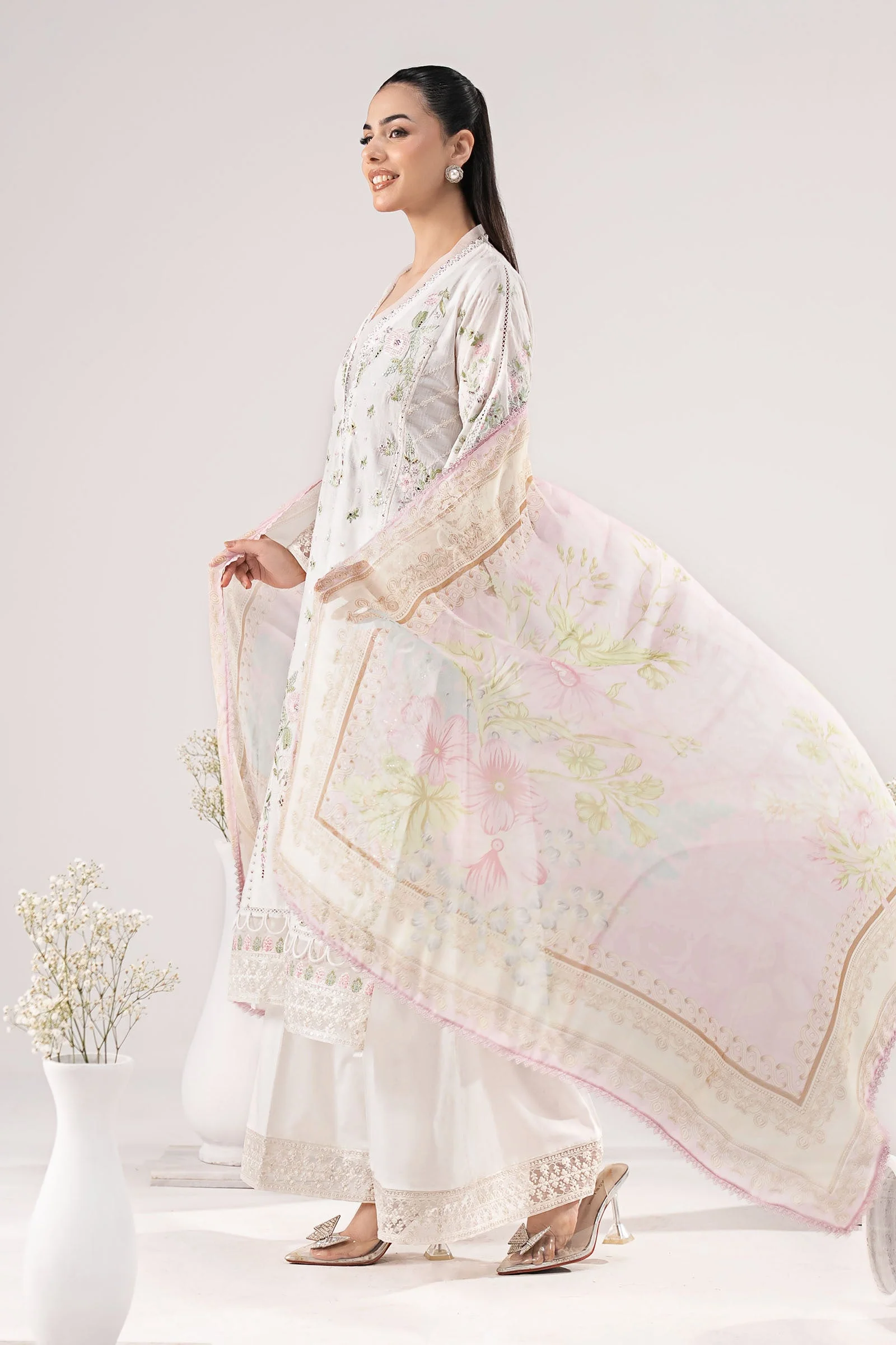 3 Piece Embroidered Dobby Lawn Suit - Image 8