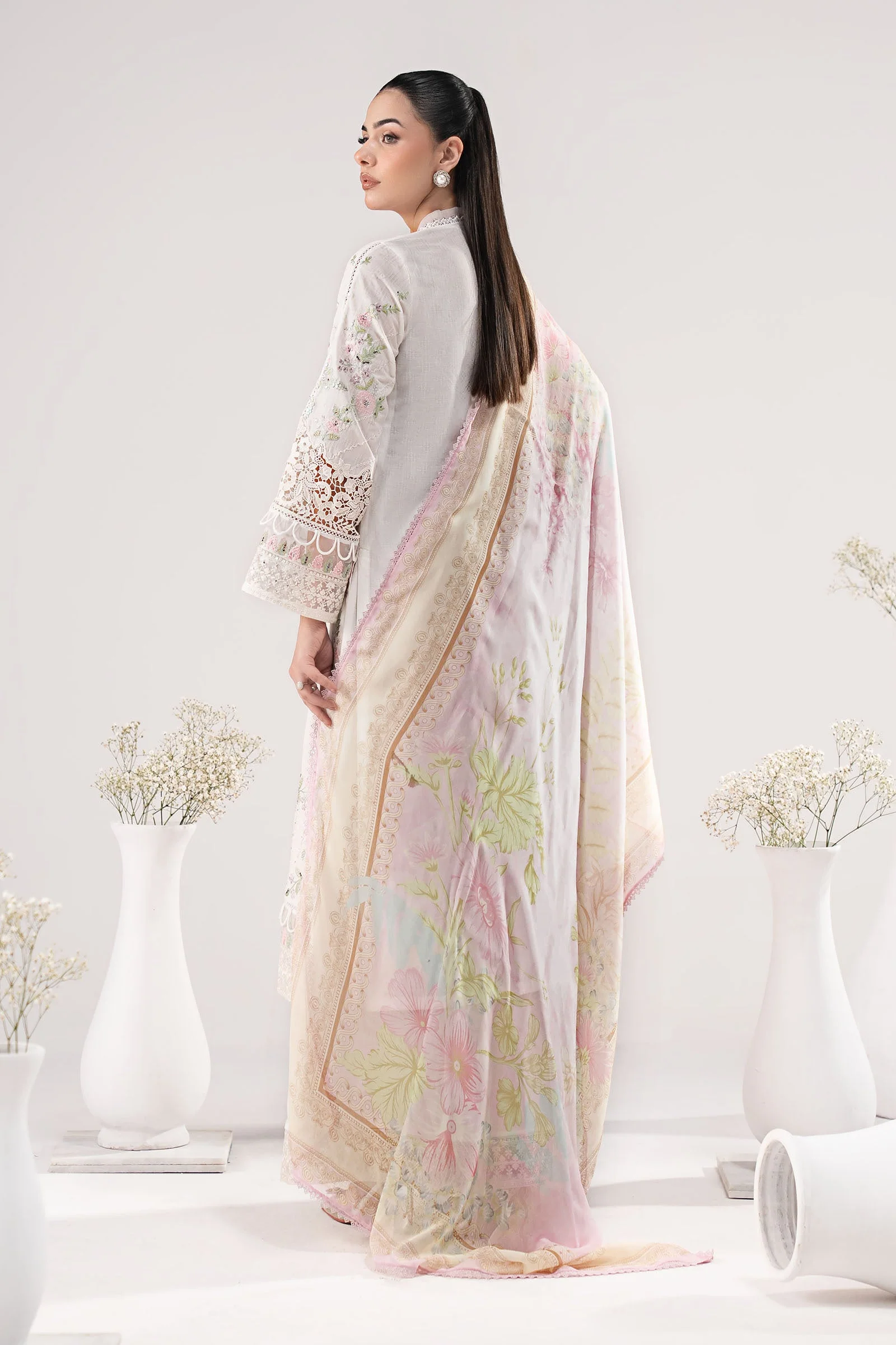 3 Piece Embroidered Dobby Lawn Suit - Image 9