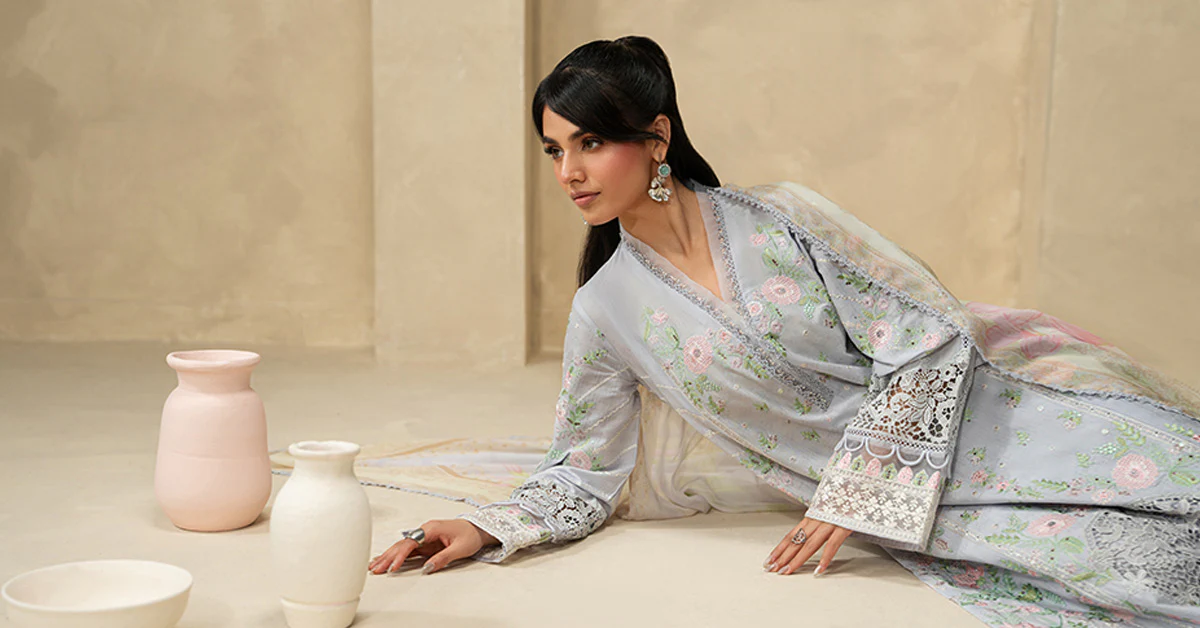3 Piece Embroidered Dobby Lawn Suit - Image 17