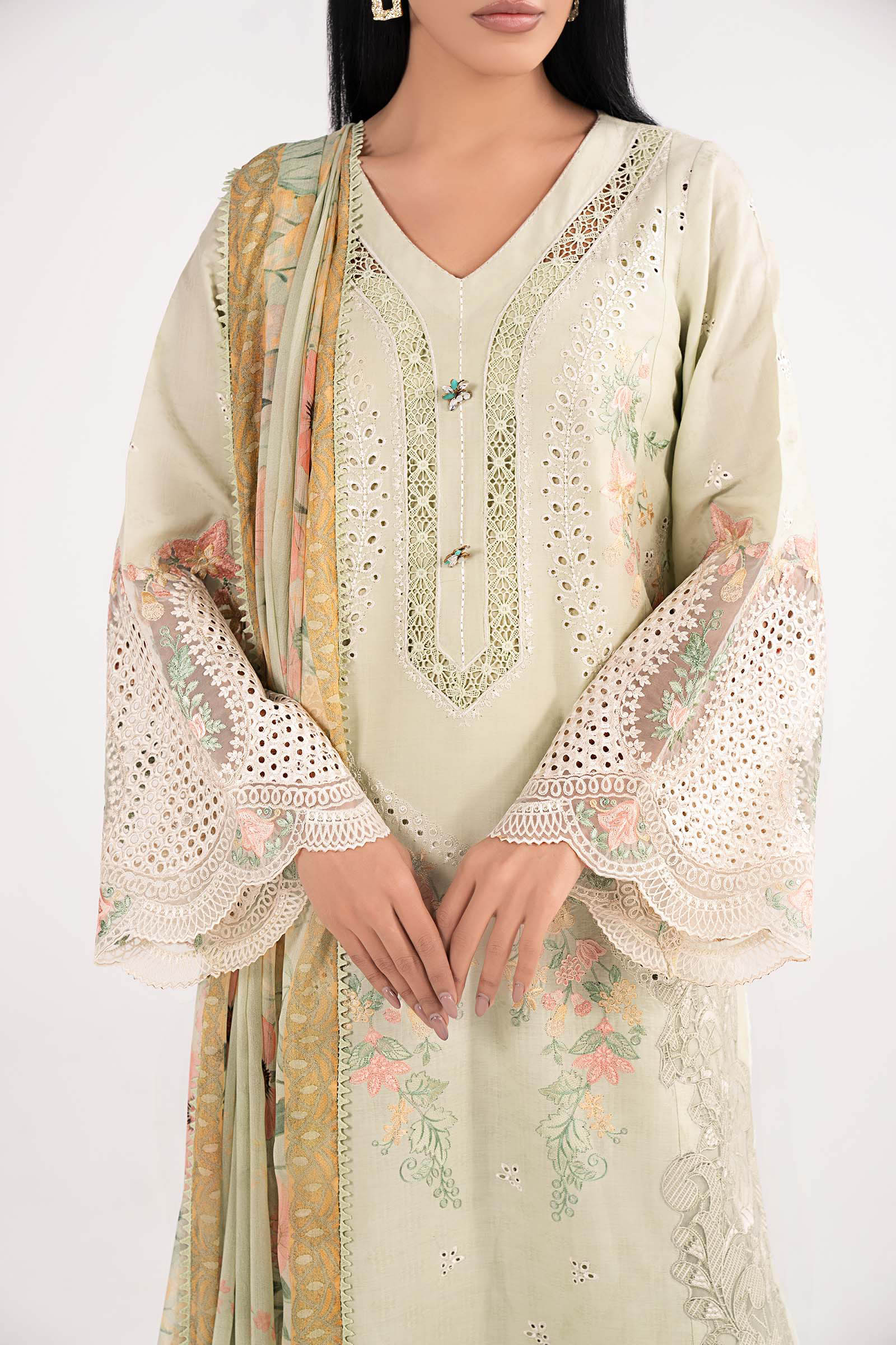 3 Piece Embroidered Dobby Lawn Suit - Image 5