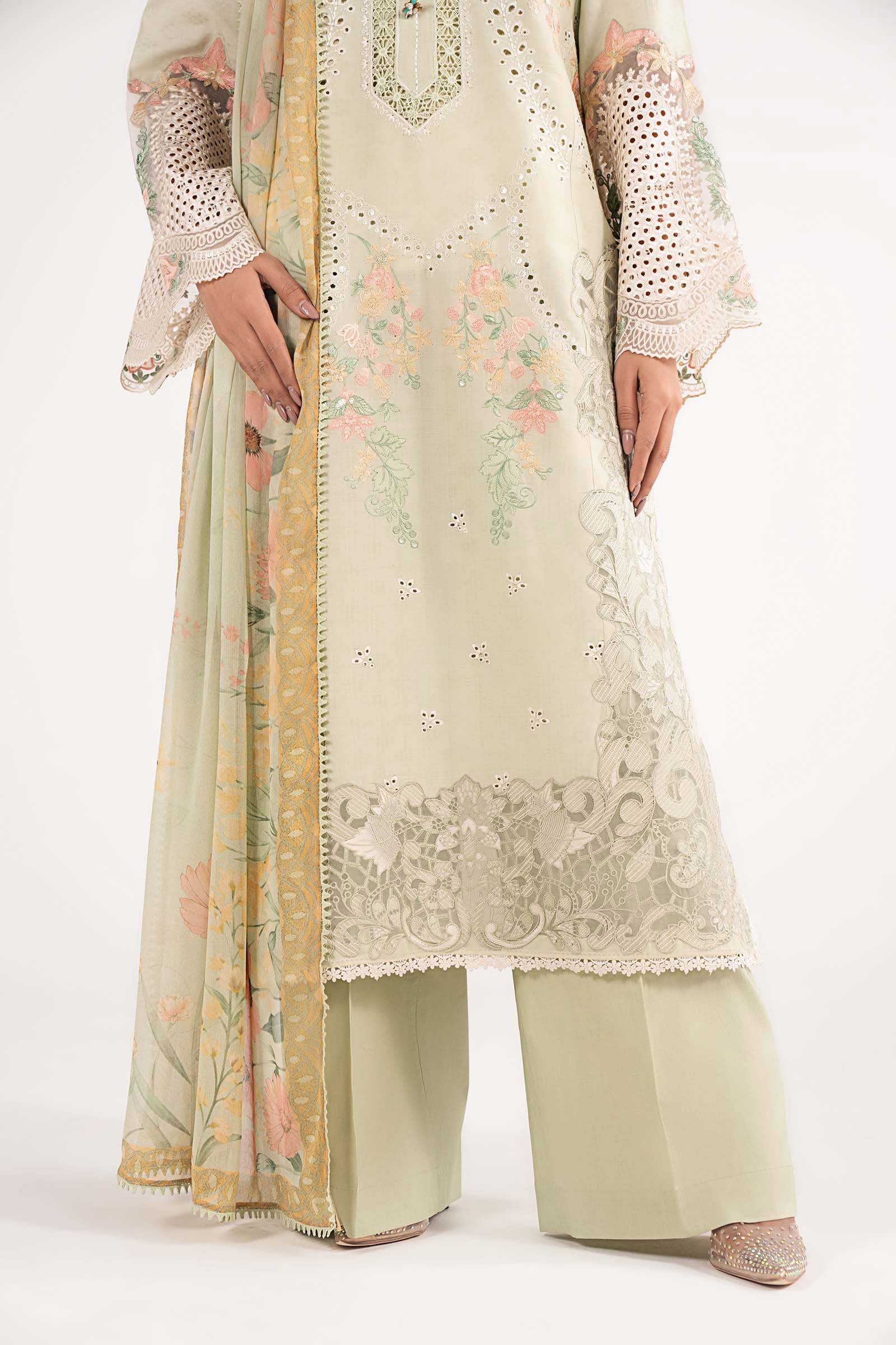 3 Piece Embroidered Dobby Lawn Suit - Image 8