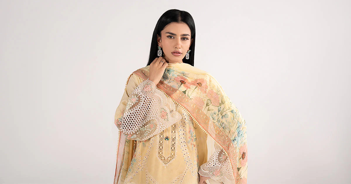 3 Piece Embroidered Dobby Lawn Suit - Image 10