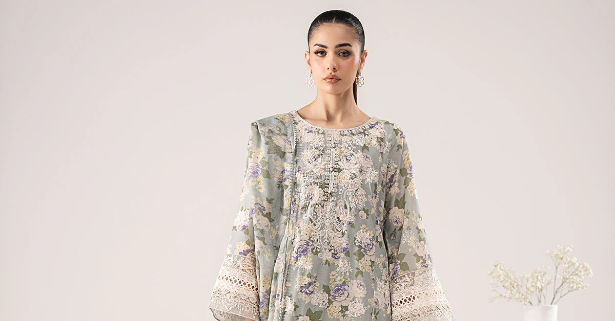 3 Piece Embroidered Dobby Lawn Suit - Image 9