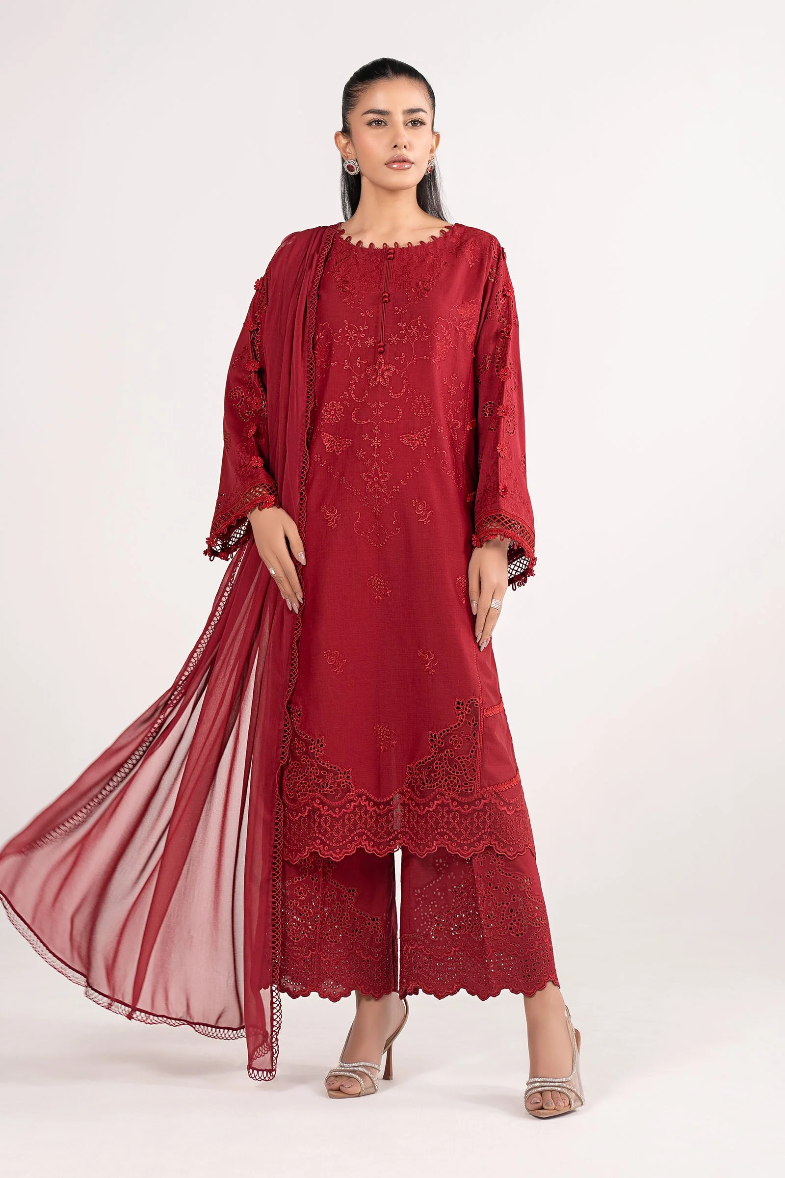 3 Piece Embroidered Dobby Lawn Suit - Image 2