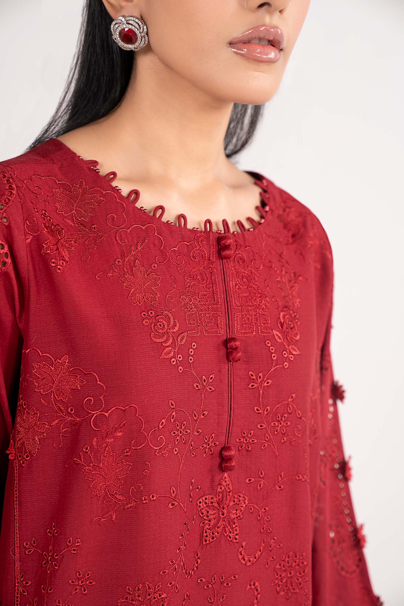 3 Piece Embroidered Dobby Lawn Suit - Image 4