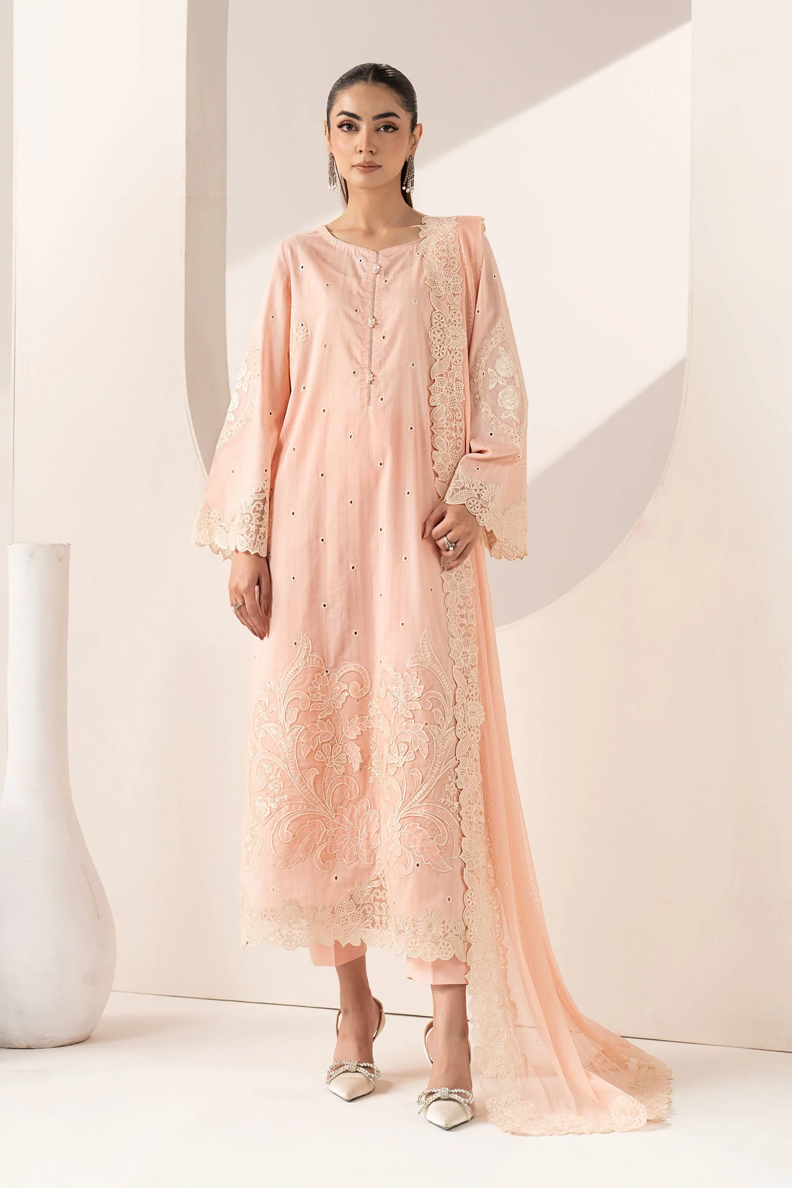 3 Piece Embroidered Dobby Lawn Suit