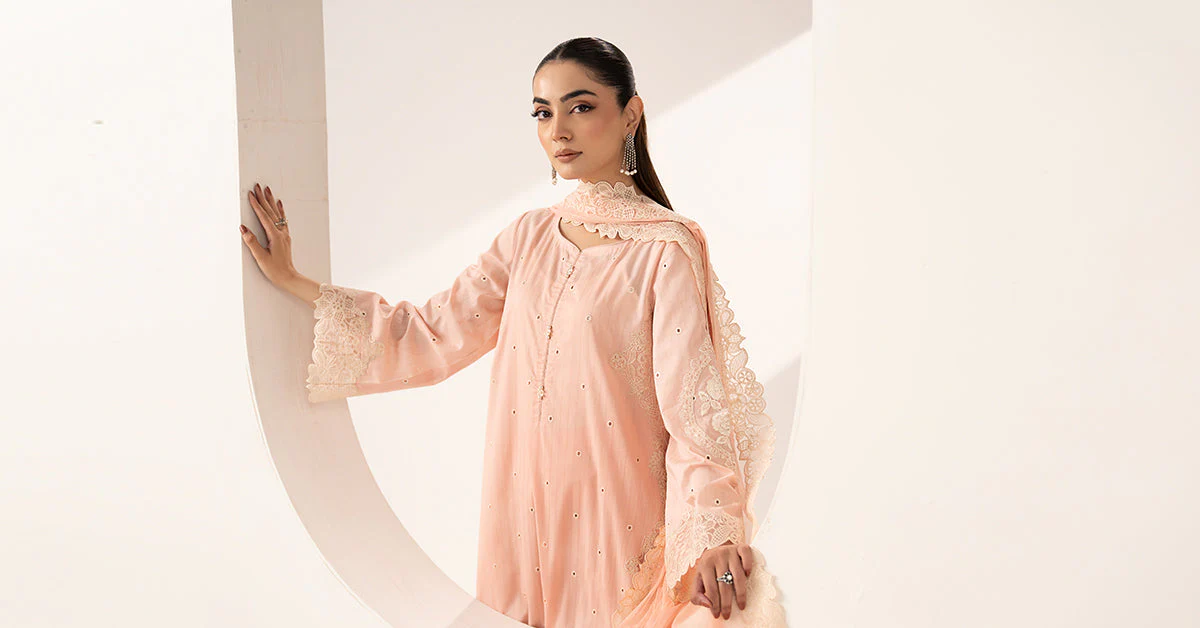 3 Piece Embroidered Dobby Lawn Suit - Image 8