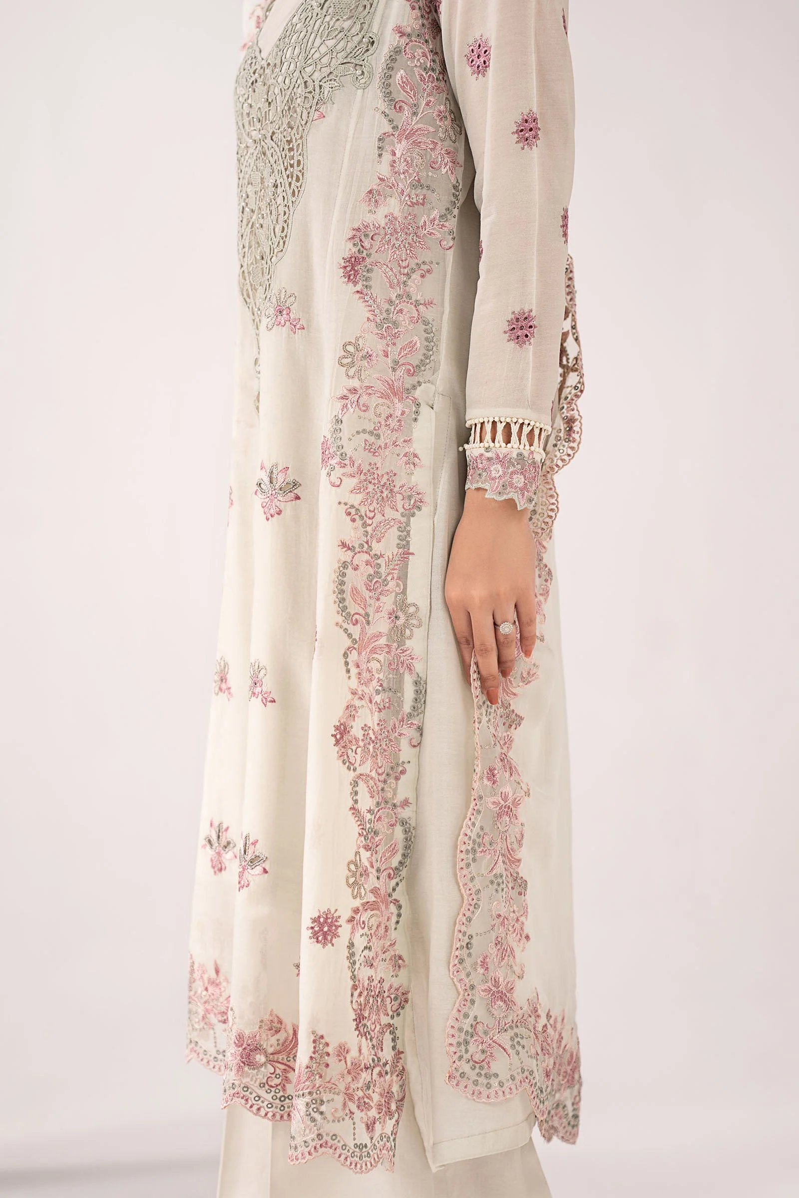 3 Piece Embroidered Paper Cotton Suit - Image 5