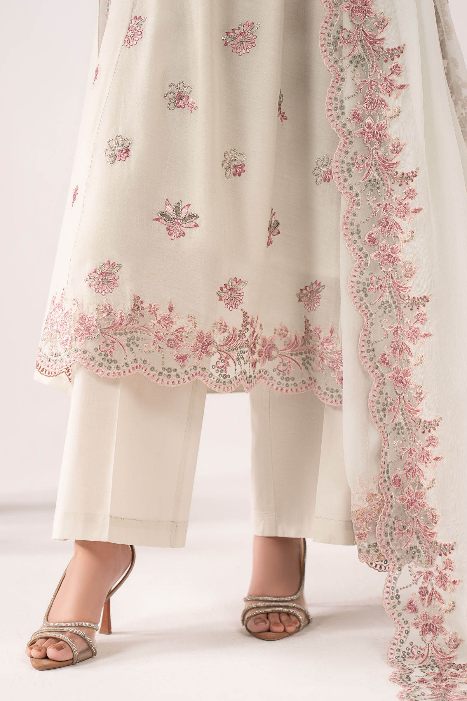 3 Piece Embroidered Paper Cotton Suit - Image 8