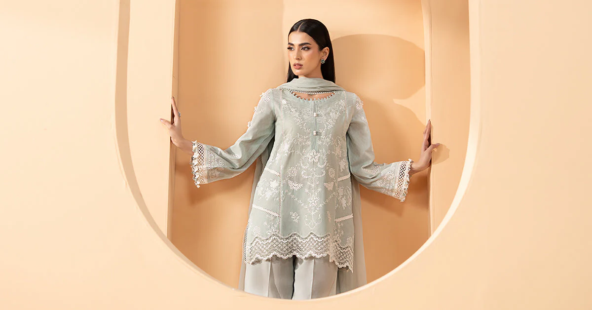 3 Piece Embroidered Dobby Lawn Suit - Image 8