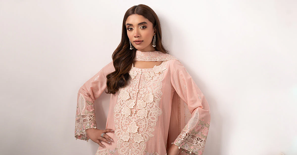 3 Piece Embroidered Dobby Lawn Suit - Image 8