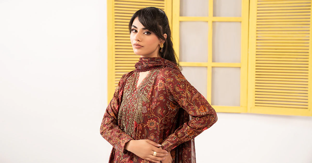 3 Piece Embroidered Dobby Lawn Suit - Image 11
