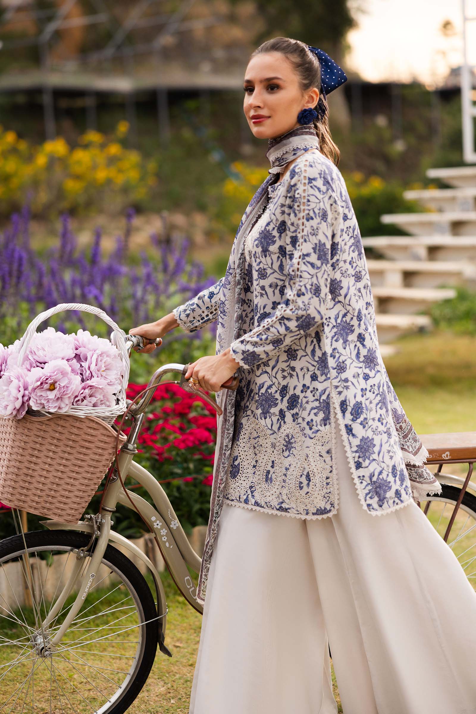 3 Piece Embroidered Raw Silk Suit - Image 3