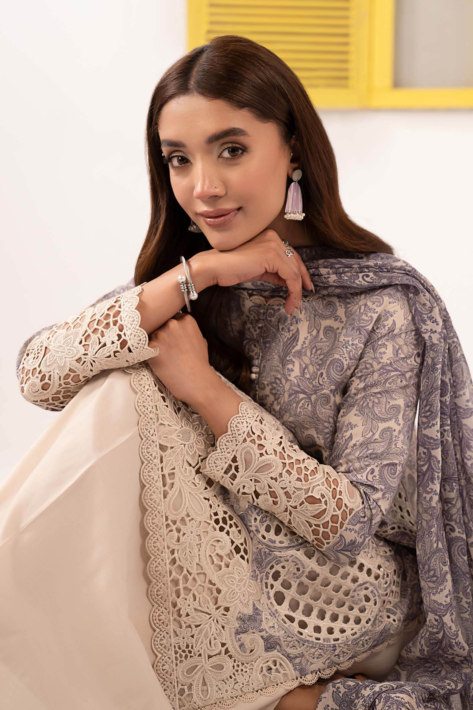 3 Piece Embroidered Silk Suit - Image 3