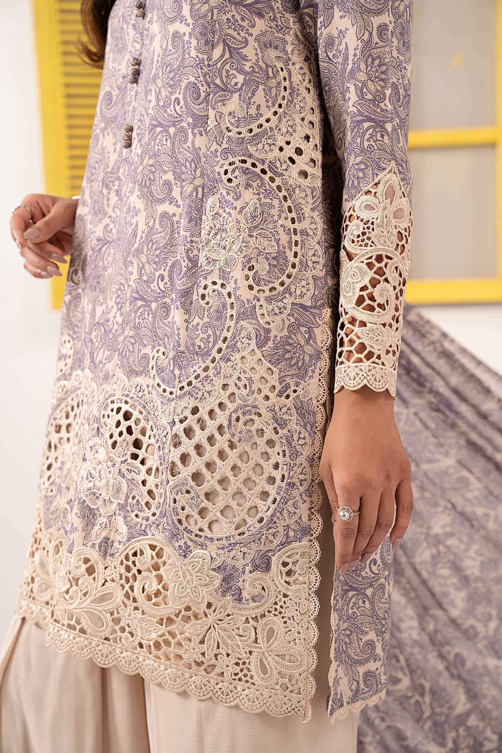 3 Piece Embroidered Silk Suit - Image 4