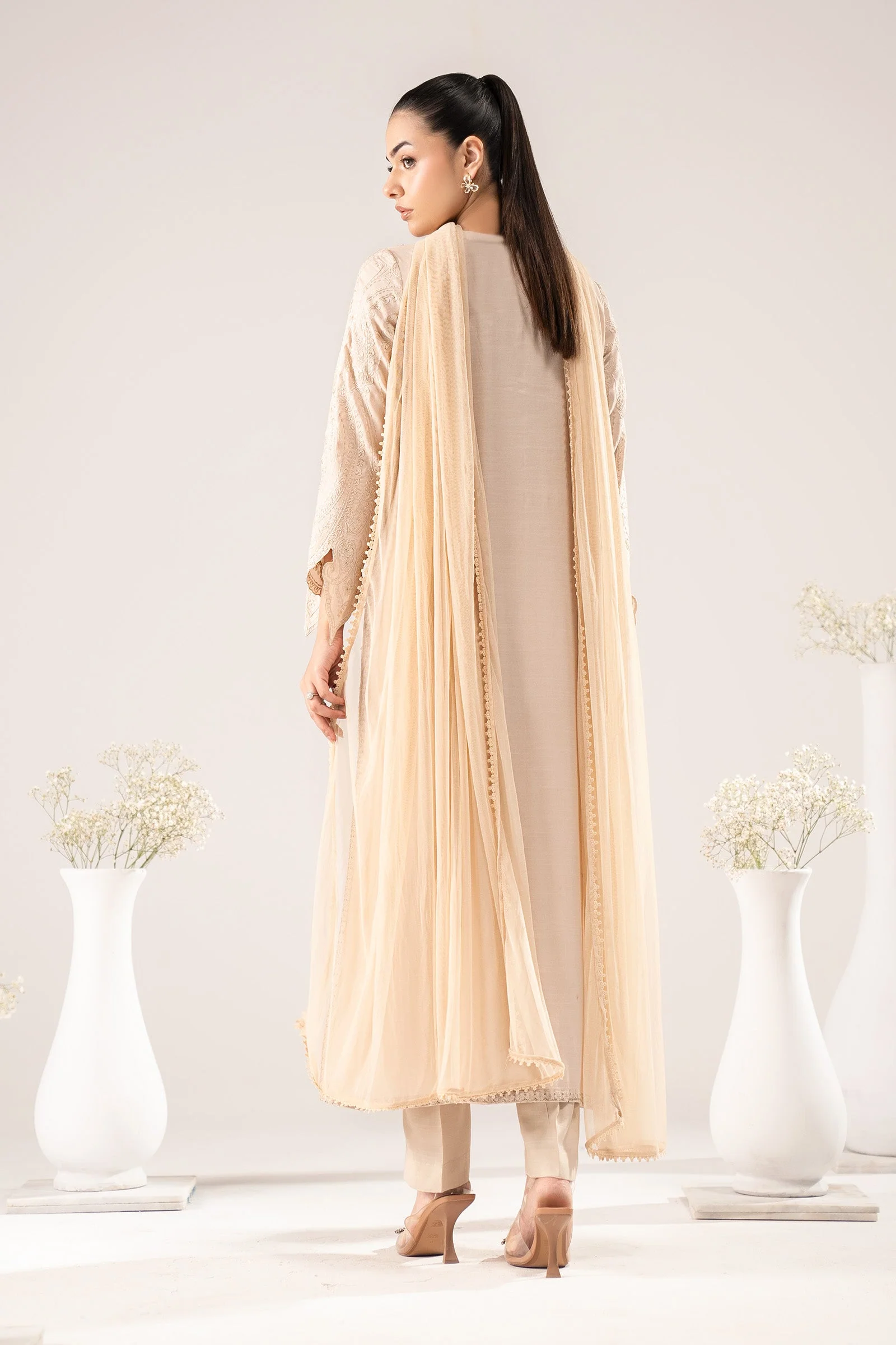 3 Piece Embroidered Raw Silk Suit - Image 6