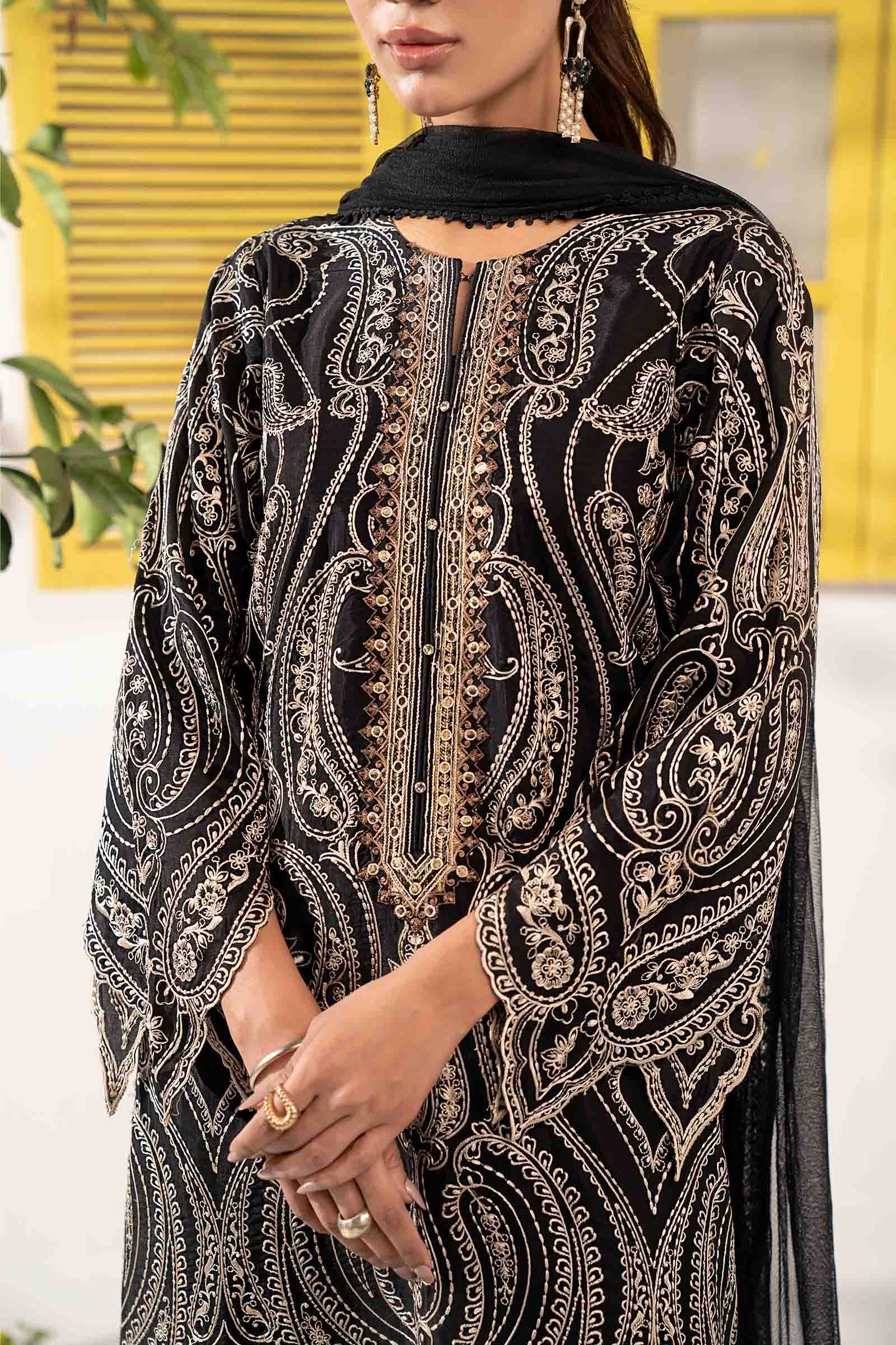 3 Piece Embroidered Raw Silk Suit - Image 3