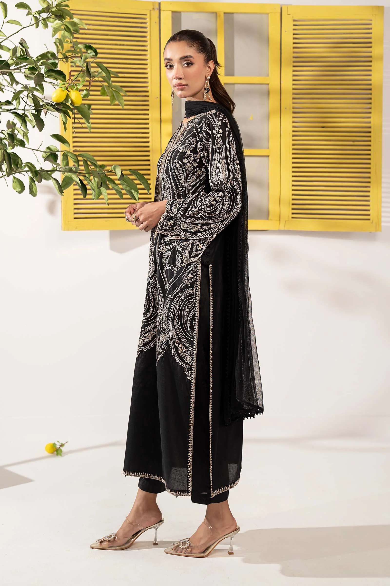 3 Piece Embroidered Raw Silk Suit - Image 6