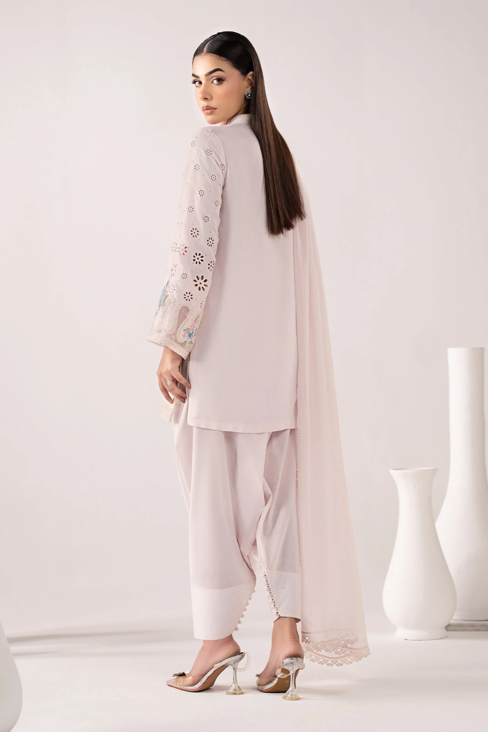 3 Piece Embroidered Pk Raw Silk Suit - Image 7