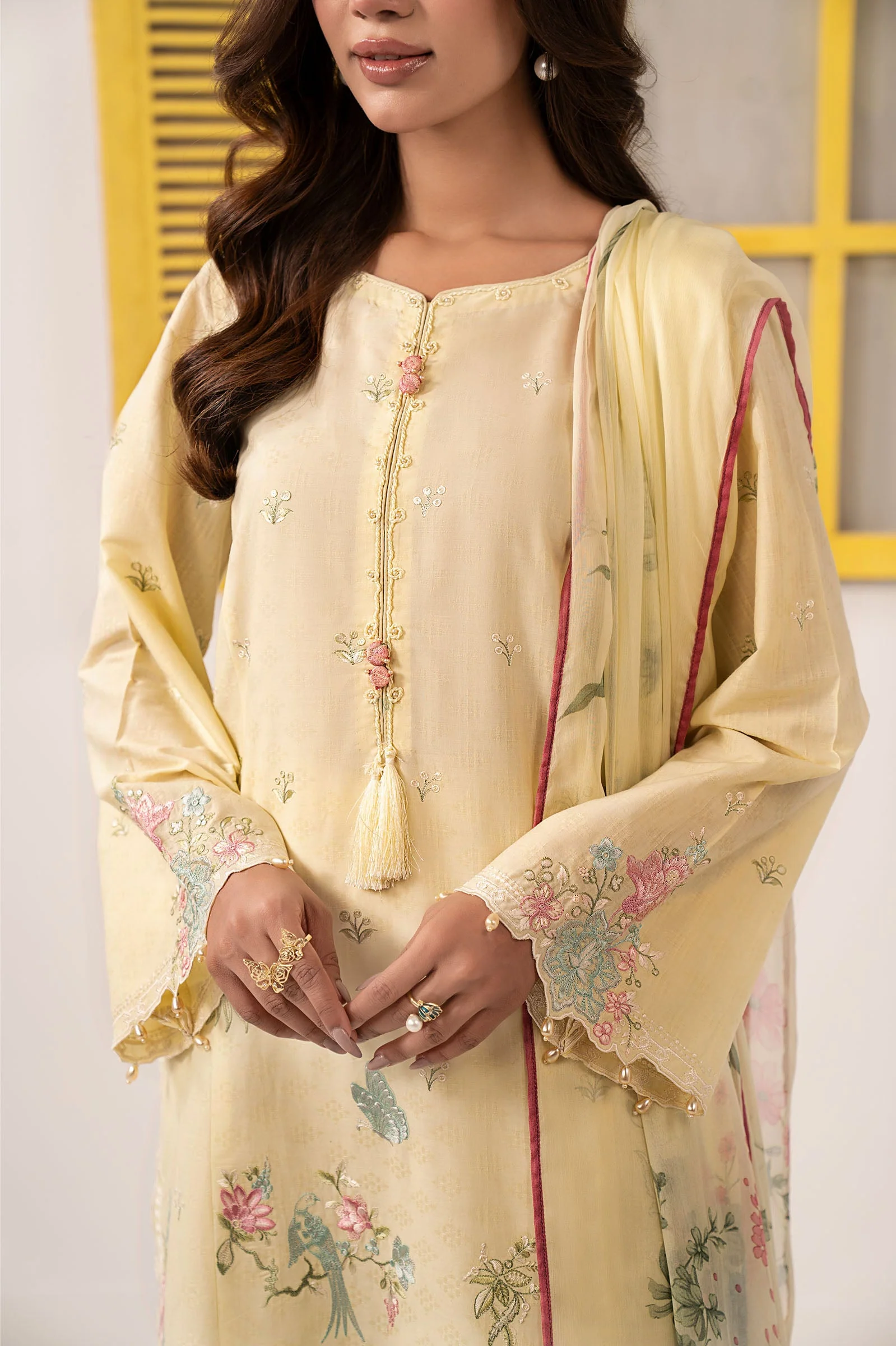 3 Piece Embroidered Dobby Lawn Suit - Image 4