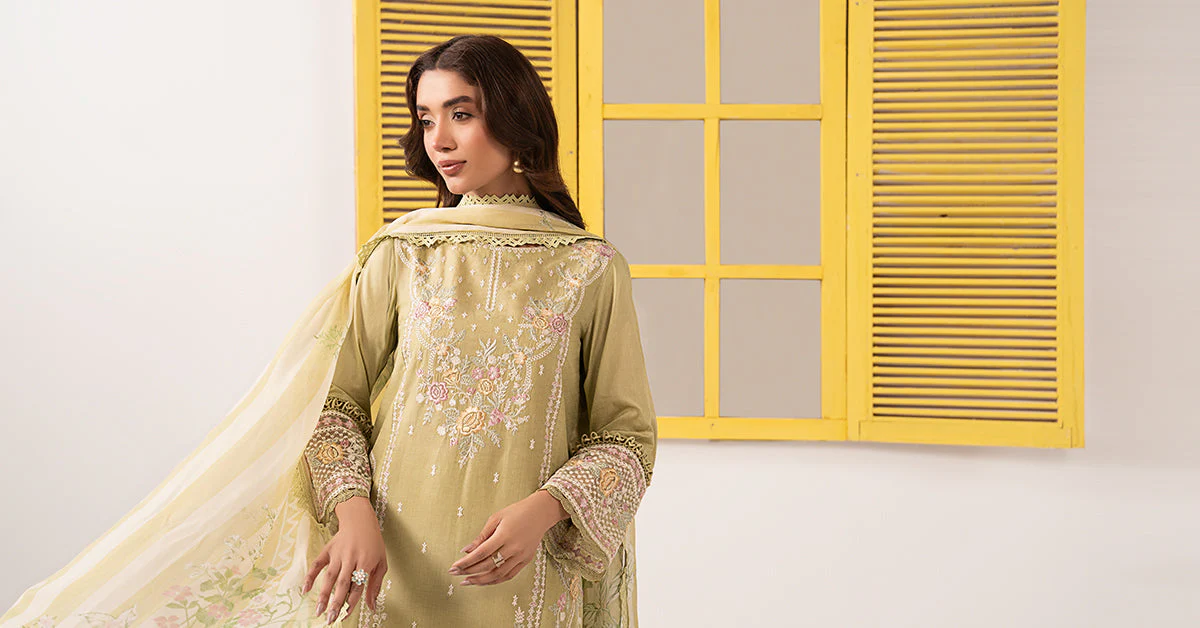 3 Piece Embroidered Dobby Lawn Suit - Image 10