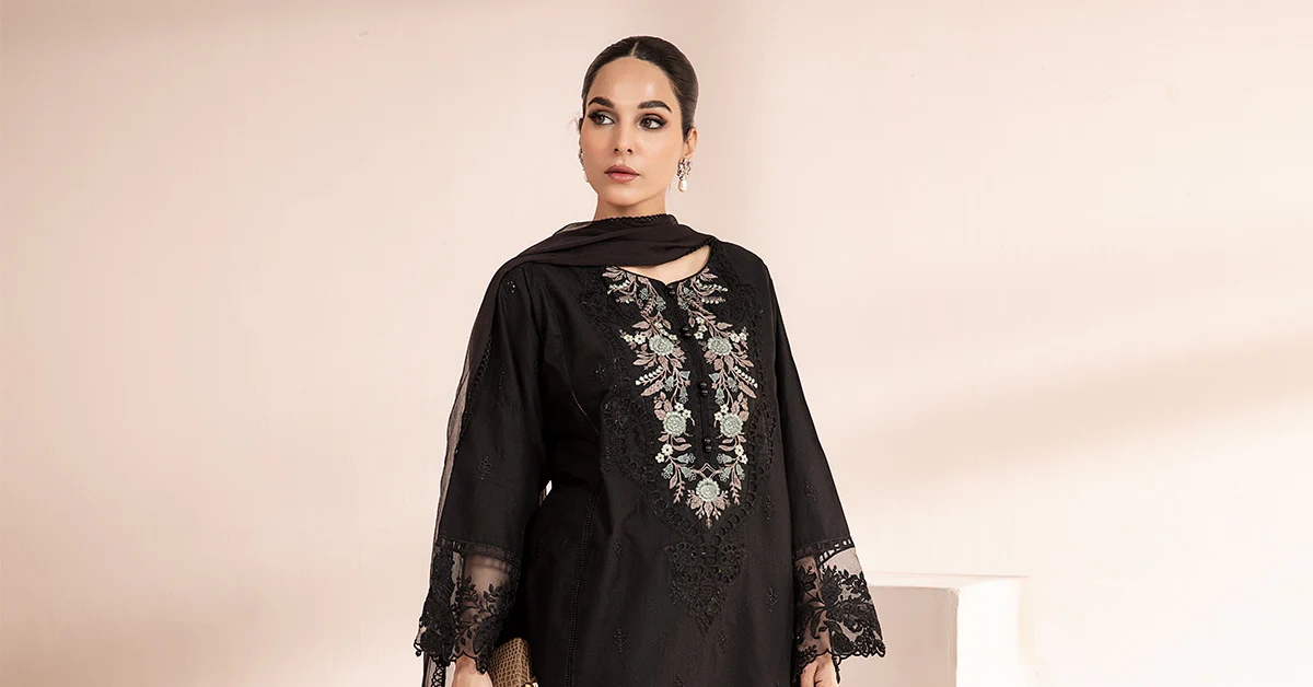 3 Piece Embroidered Self Jacquard Lawn Suit - Image 5