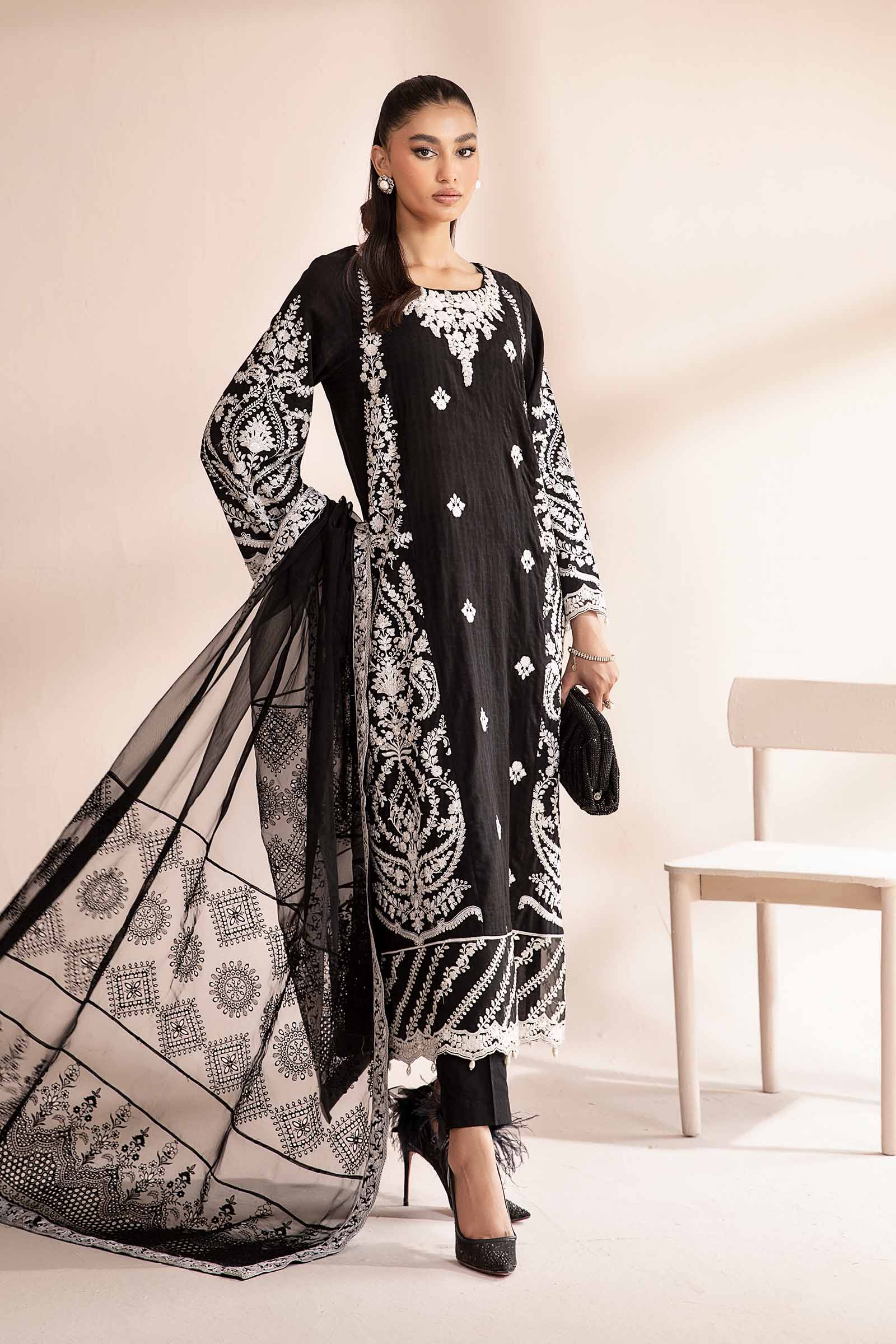 3 Piece Embroidered Self Jacquard Lawn Suit - Image 2