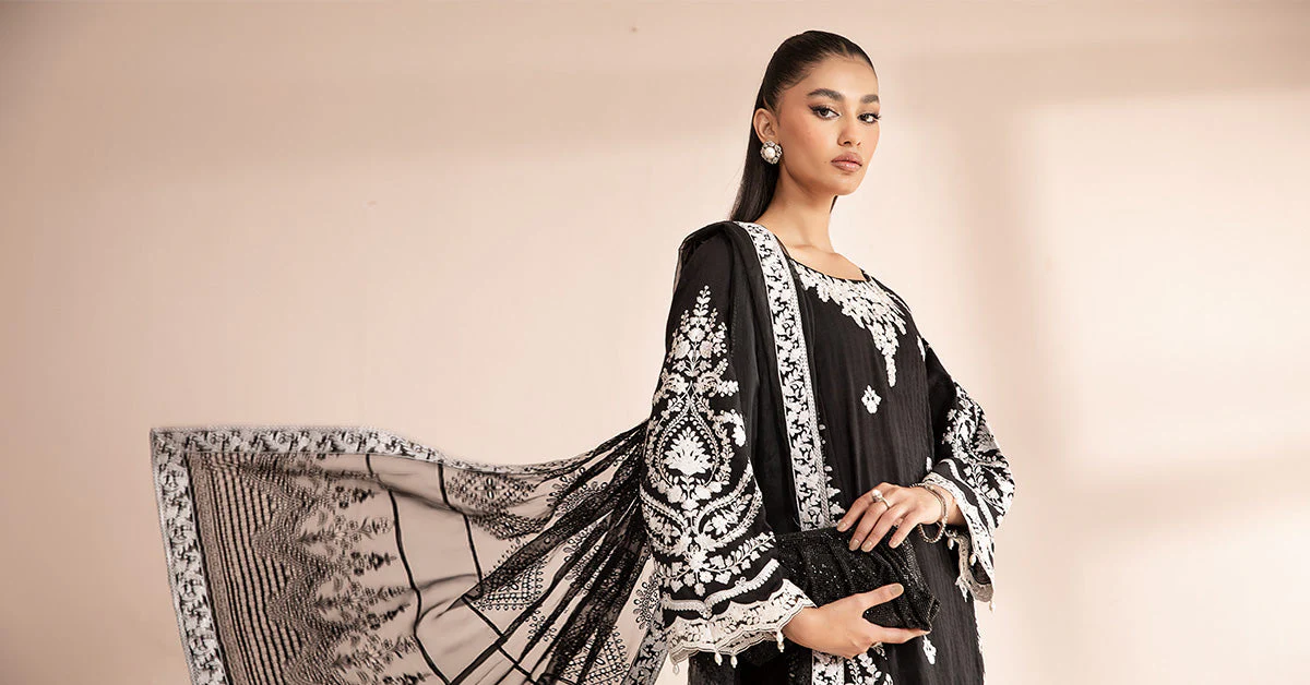 3 Piece Embroidered Self Jacquard Lawn Suit - Image 7