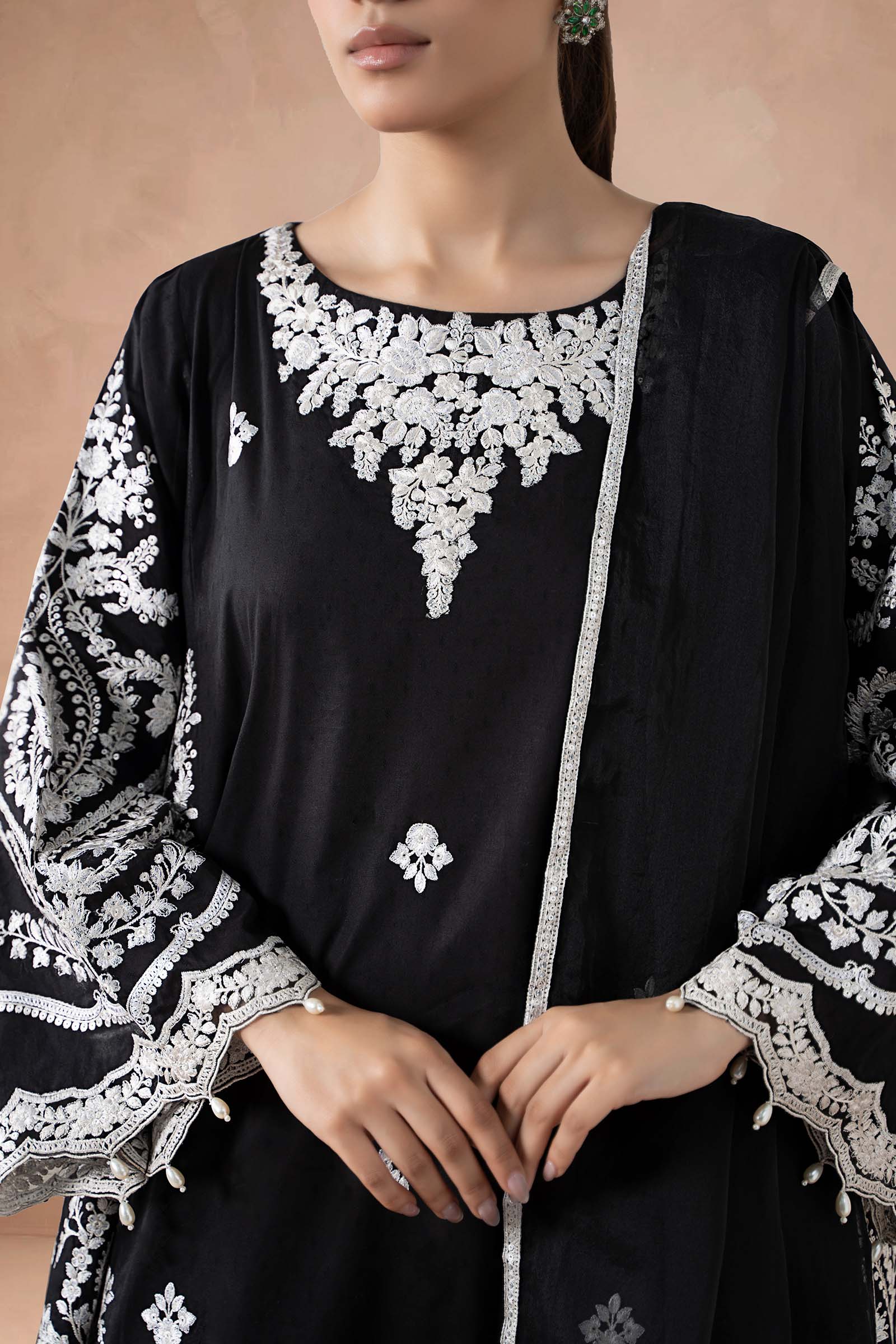 3 Piece Embroidered Self Jacquard Suit - Image 2