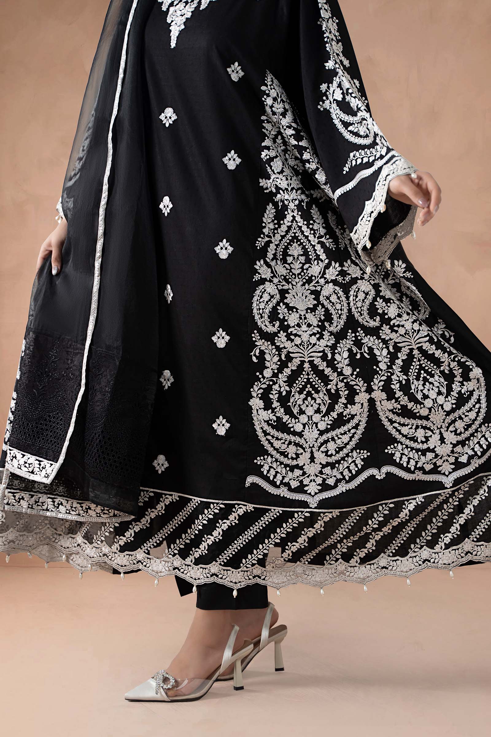 3 Piece Embroidered Self Jacquard Suit - Image 3