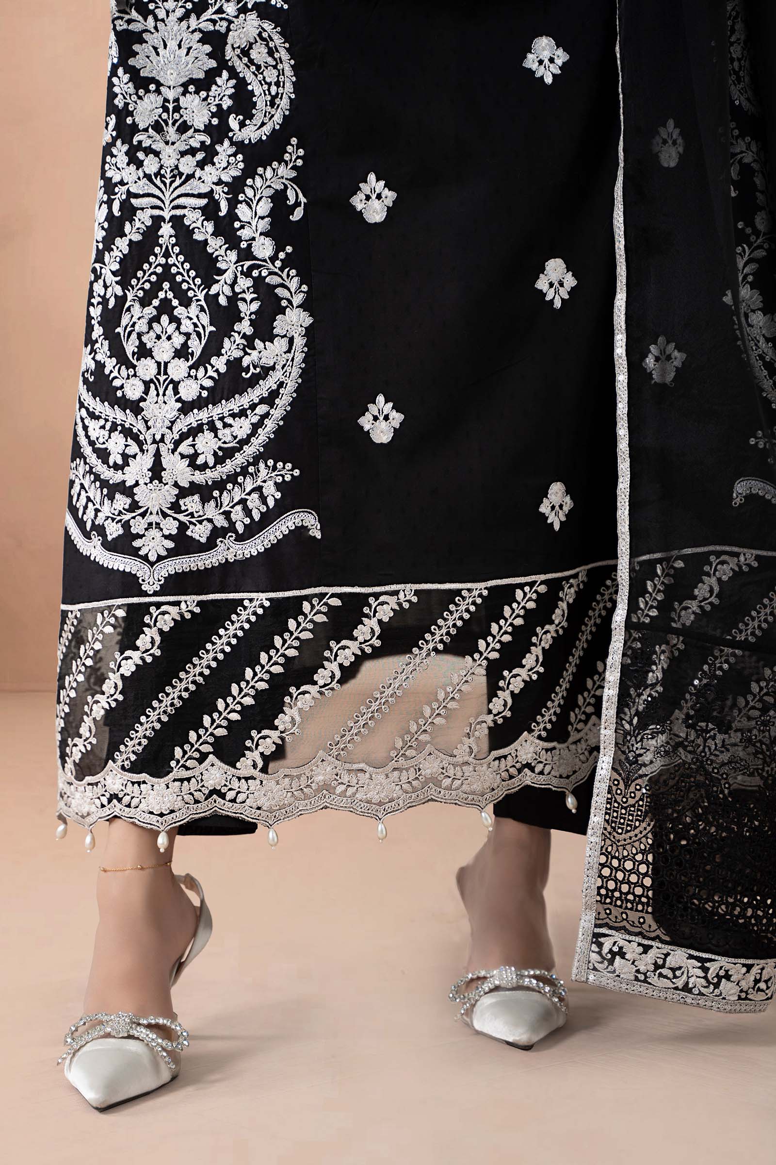 3 Piece Embroidered Self Jacquard Suit - Image 5
