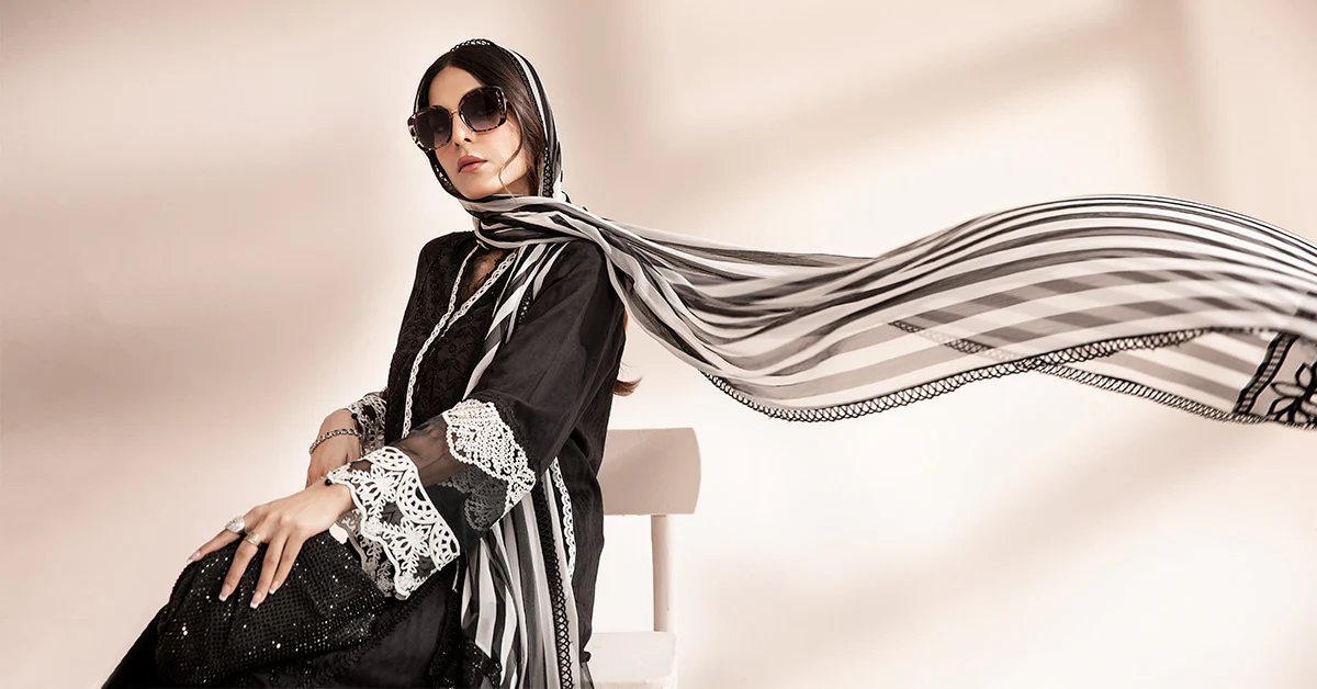 3 Piece Embroidered Self Jacquard Lawn Suit - Image 8