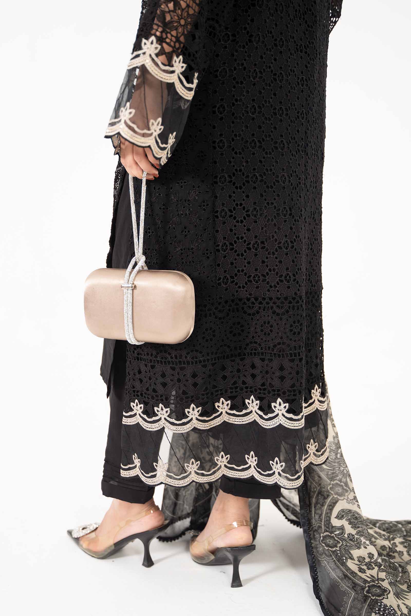 3 Piece Embroidered Bemberg Chiffon Suit - Image 3